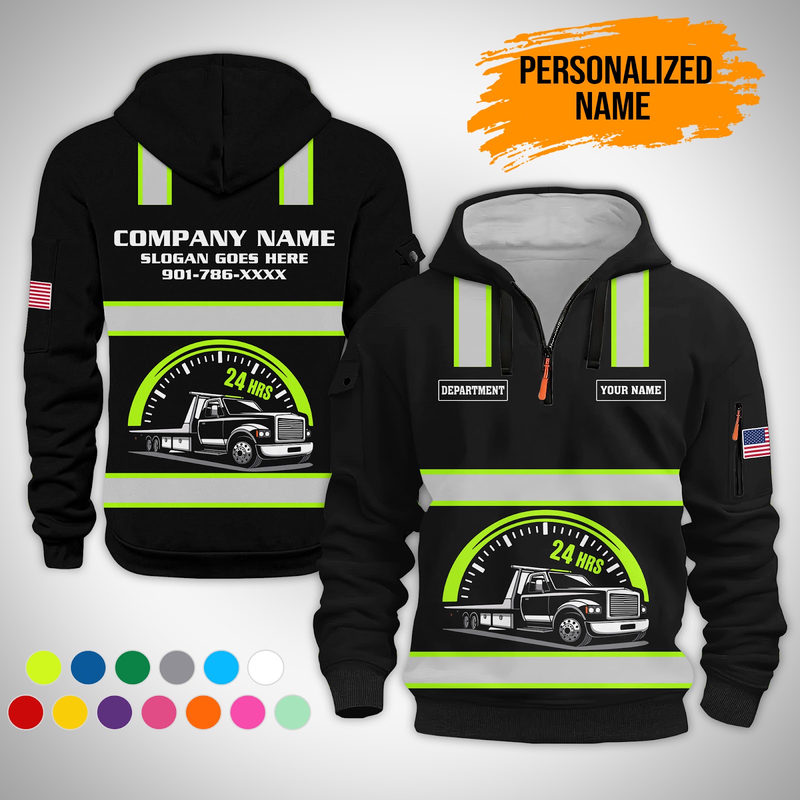 Tow Truck Operator Quarter Zip Hoodie – Custom