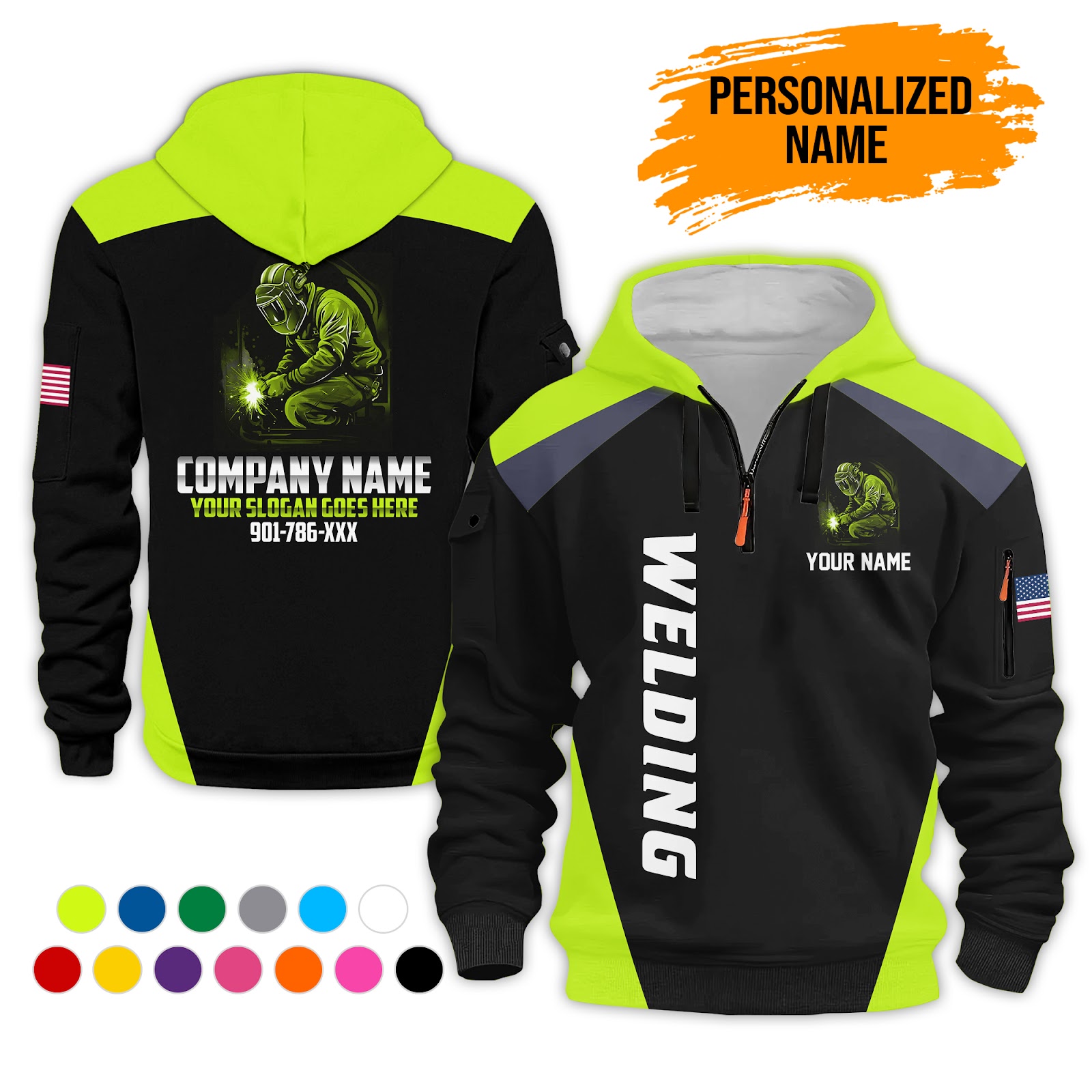 Custom Welding 3D Printed Quarter Zip Hoodie