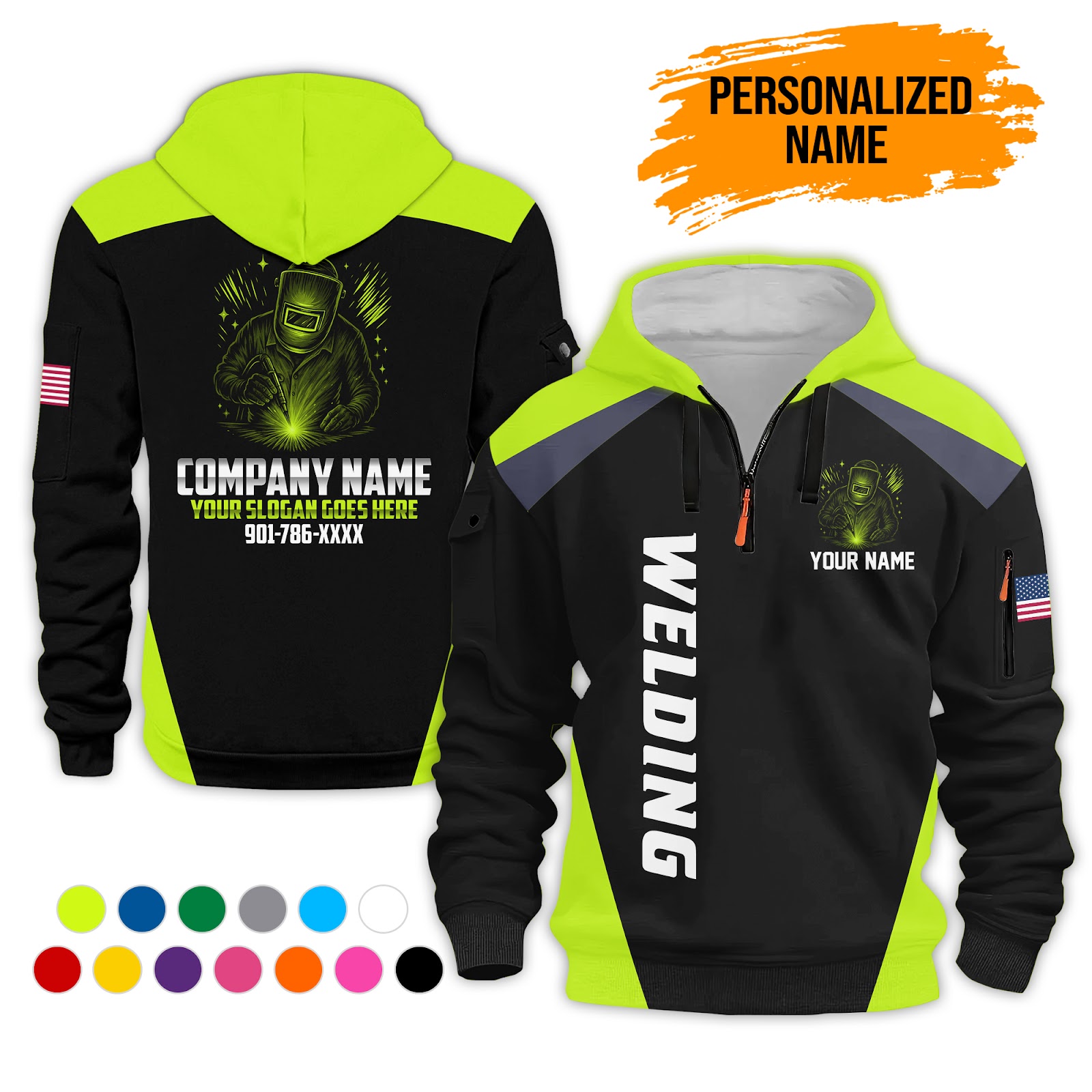 Custom Welding 3D Printed Quarter Zip Hoodie