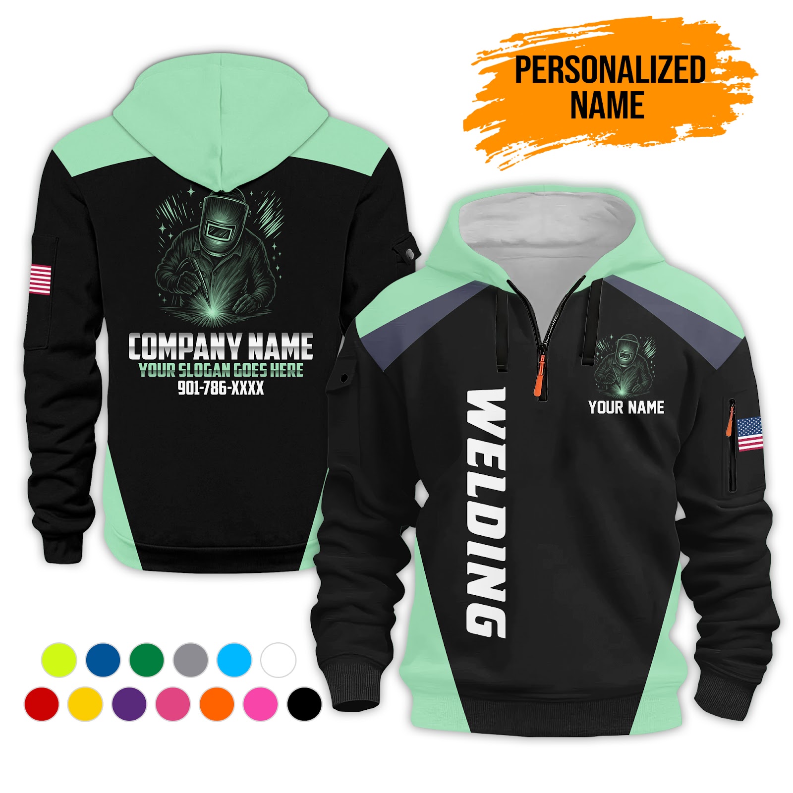 5987968-personalized-name-welding-3d-printed-quarter-zip-hoodie-pc222-10.jpg Custom Welding 3D Printed Quarter Zip Hoodie - photo 10