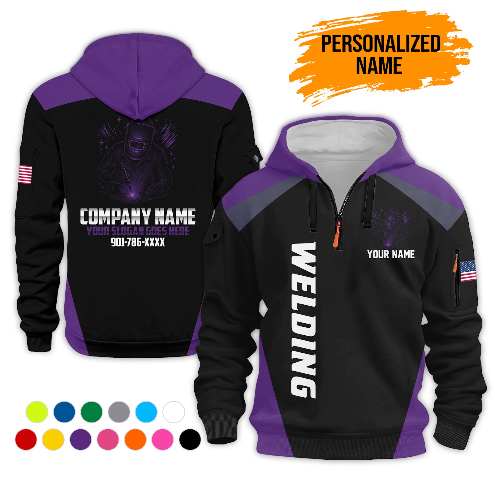 5987968-personalized-name-welding-3d-printed-quarter-zip-hoodie-pc222-13.jpg Custom Welding 3D Printed Quarter Zip Hoodie - photo 13