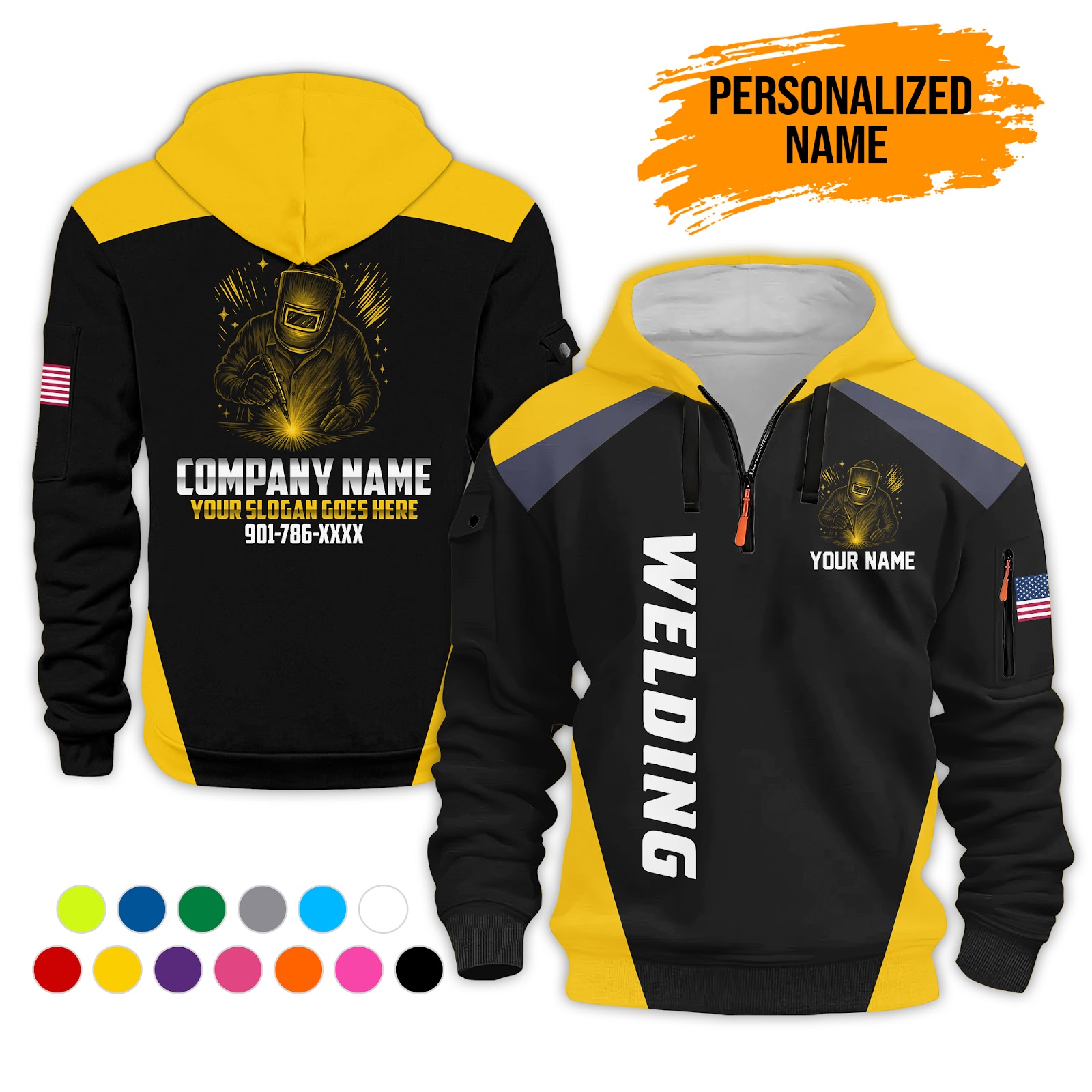5987968-personalized-name-welding-3d-printed-quarter-zip-hoodie-pc222-3.jpg Custom Welding 3D Printed Quarter Zip Hoodie - photo 3
