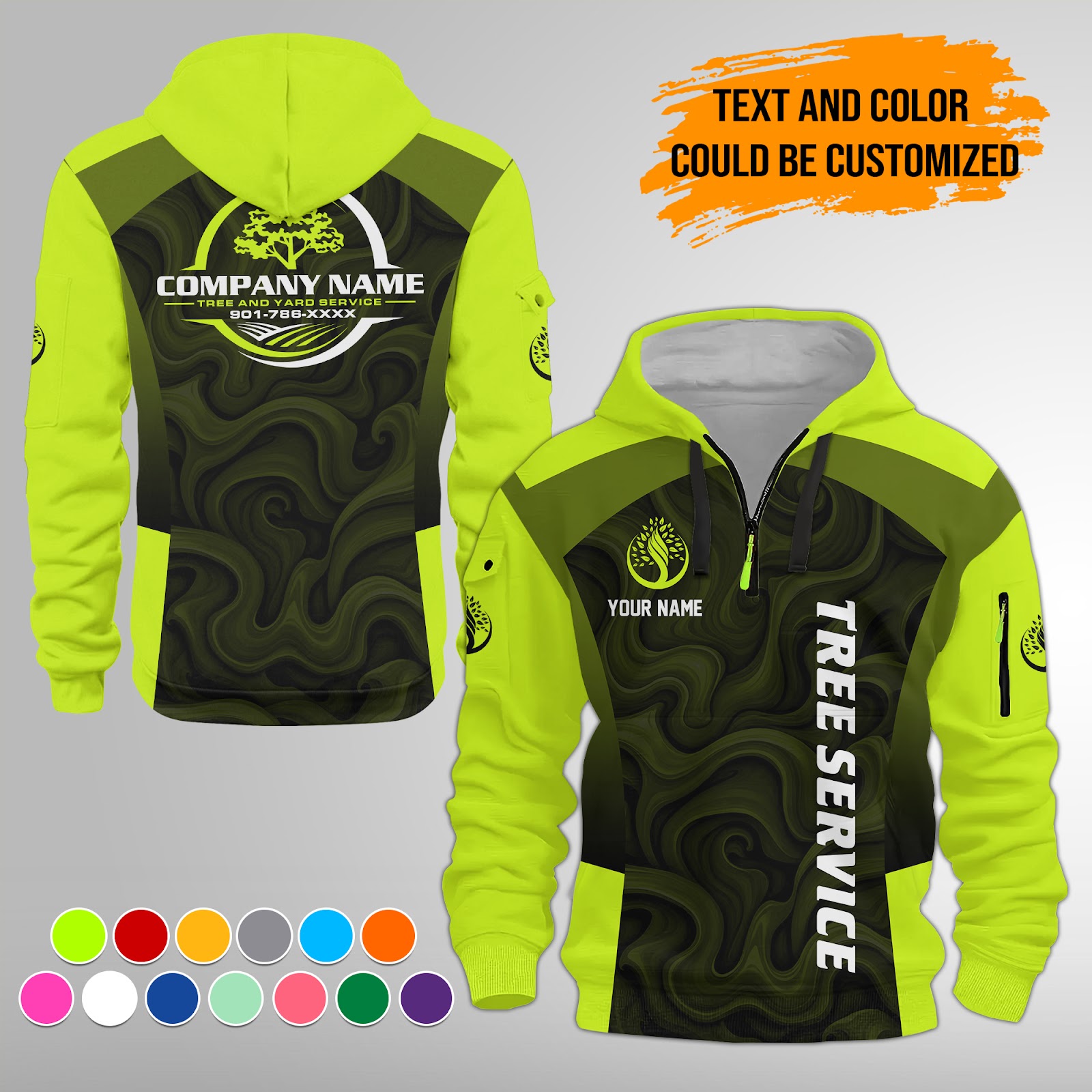 Custom Tree Service 3D Quarter Zip Hoodie