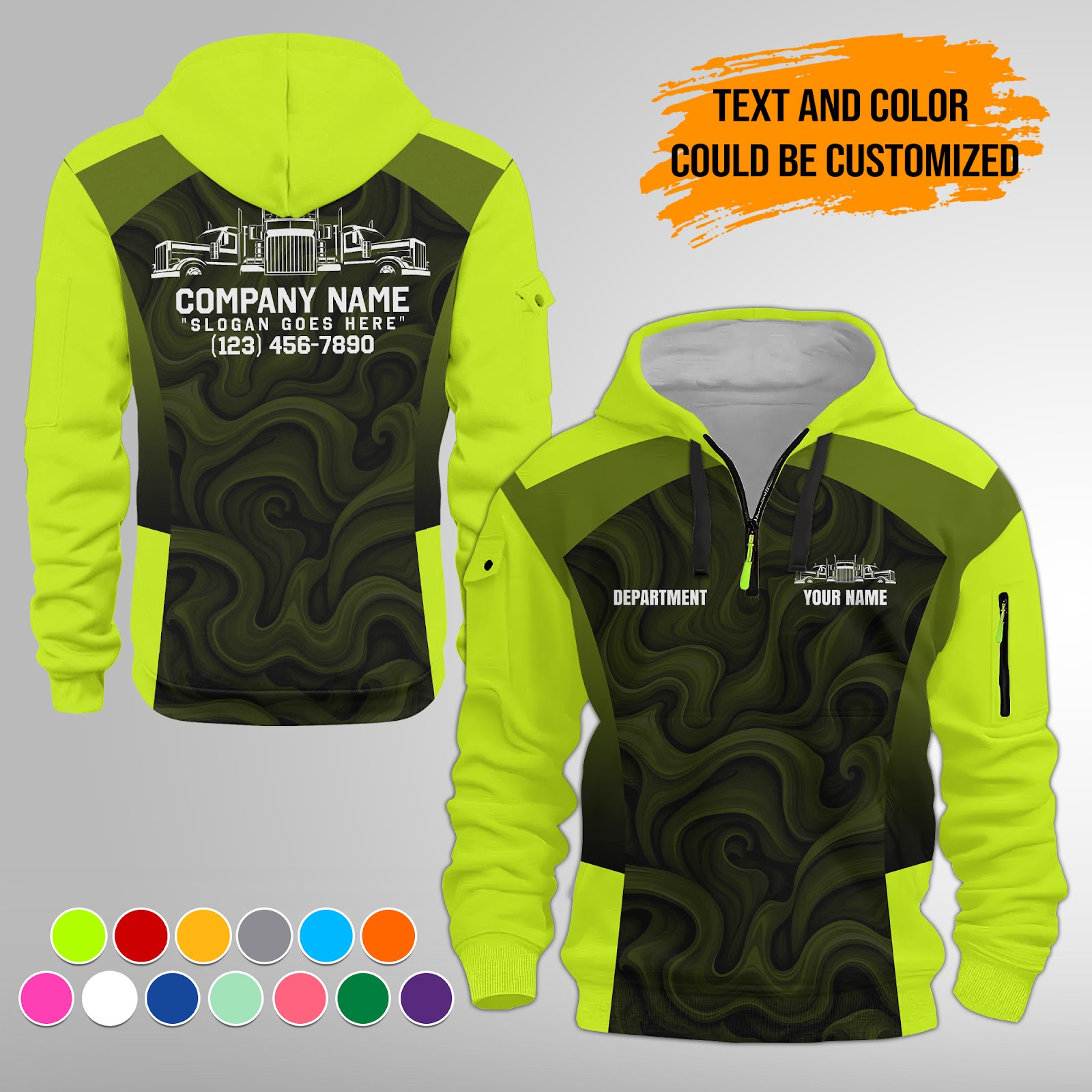 Custom Semi Truck Uniform 3D Quarter Zip Hoodie
