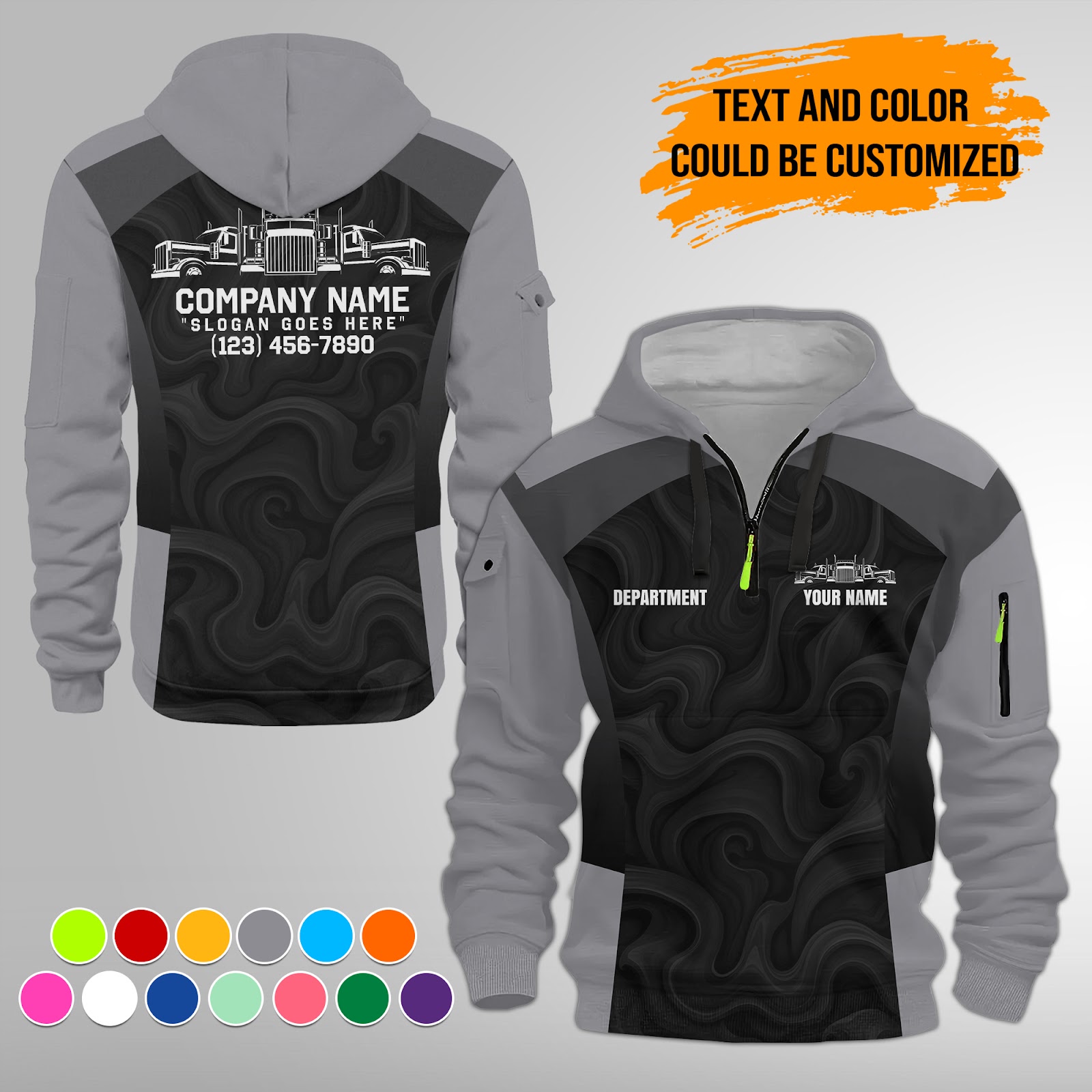 5988275-personalized-name-and-color-semi-truck-uniform-3d-quarter-zip-hoodie-am736-4.jpg Custom Semi Truck Uniform 3D Quarter Zip Hoodie - photo 4