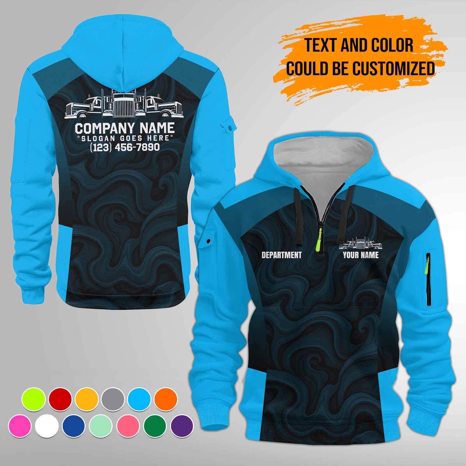 5988275-personalized-name-and-color-semi-truck-uniform-3d-quarter-zip-hoodie-am736-5.jpg Custom Semi Truck Uniform 3D Quarter Zip Hoodie - photo 5