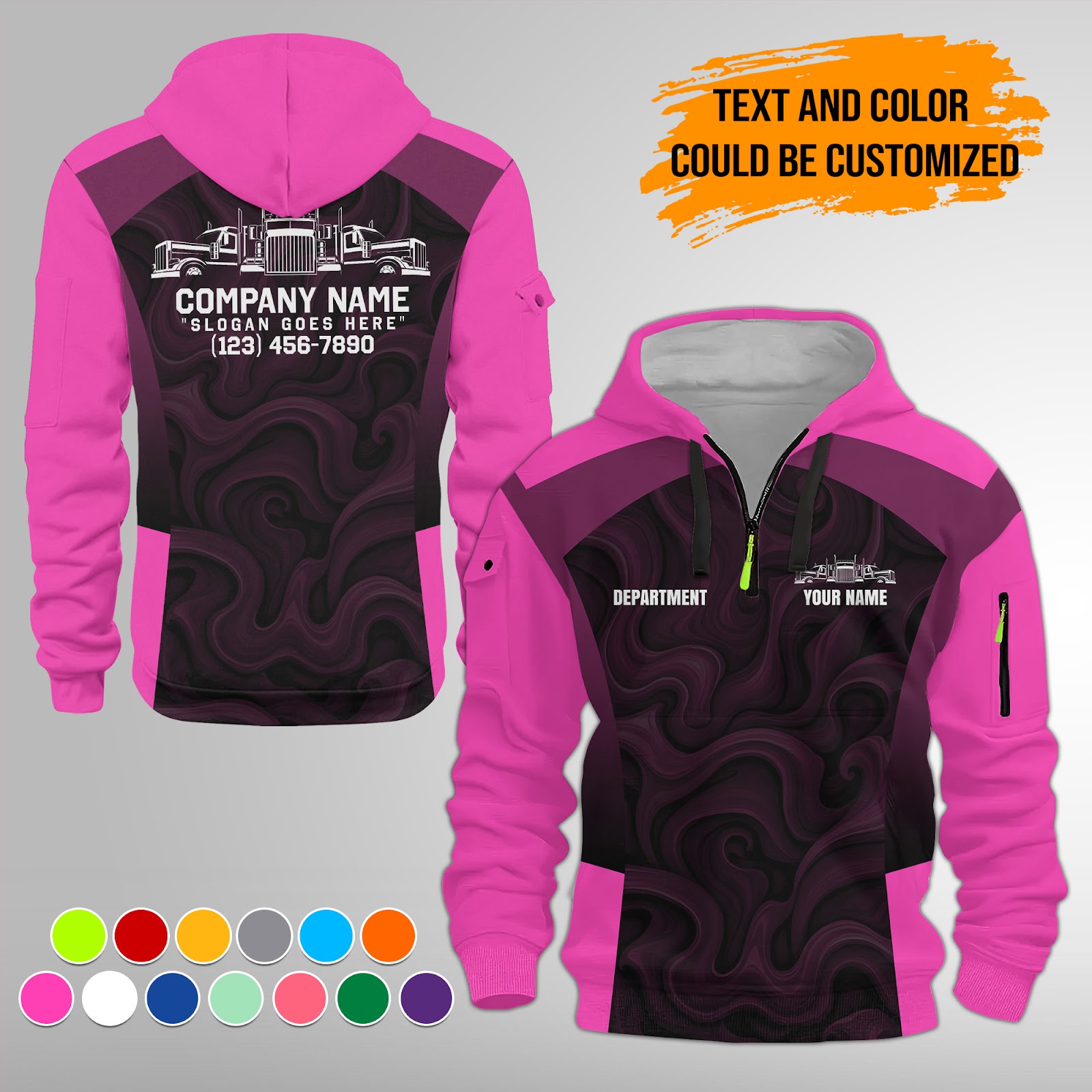 5988275-personalized-name-and-color-semi-truck-uniform-3d-quarter-zip-hoodie-am736-7.jpg Custom Semi Truck Uniform 3D Quarter Zip Hoodie - photo 7