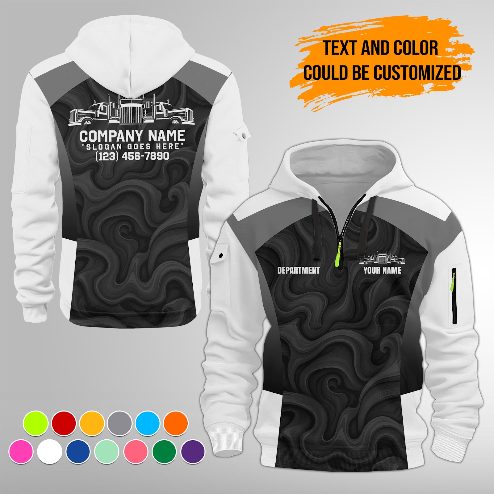 5988275-personalized-name-and-color-semi-truck-uniform-3d-quarter-zip-hoodie-am736-8.jpg Custom Semi Truck Uniform 3D Quarter Zip Hoodie - photo 8
