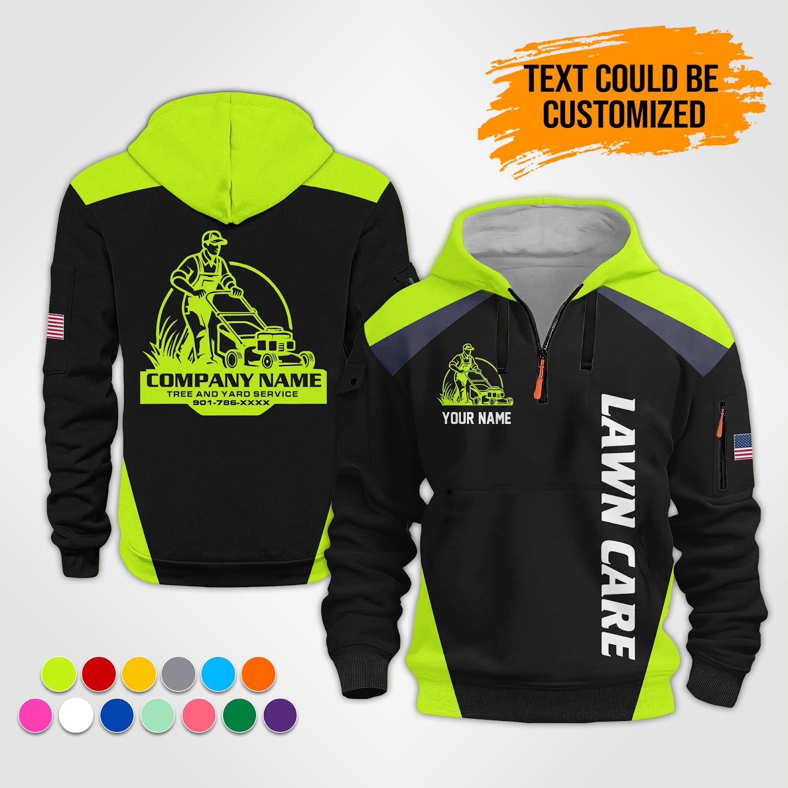 Custom Lawn Care Quarter Zip Hoodie