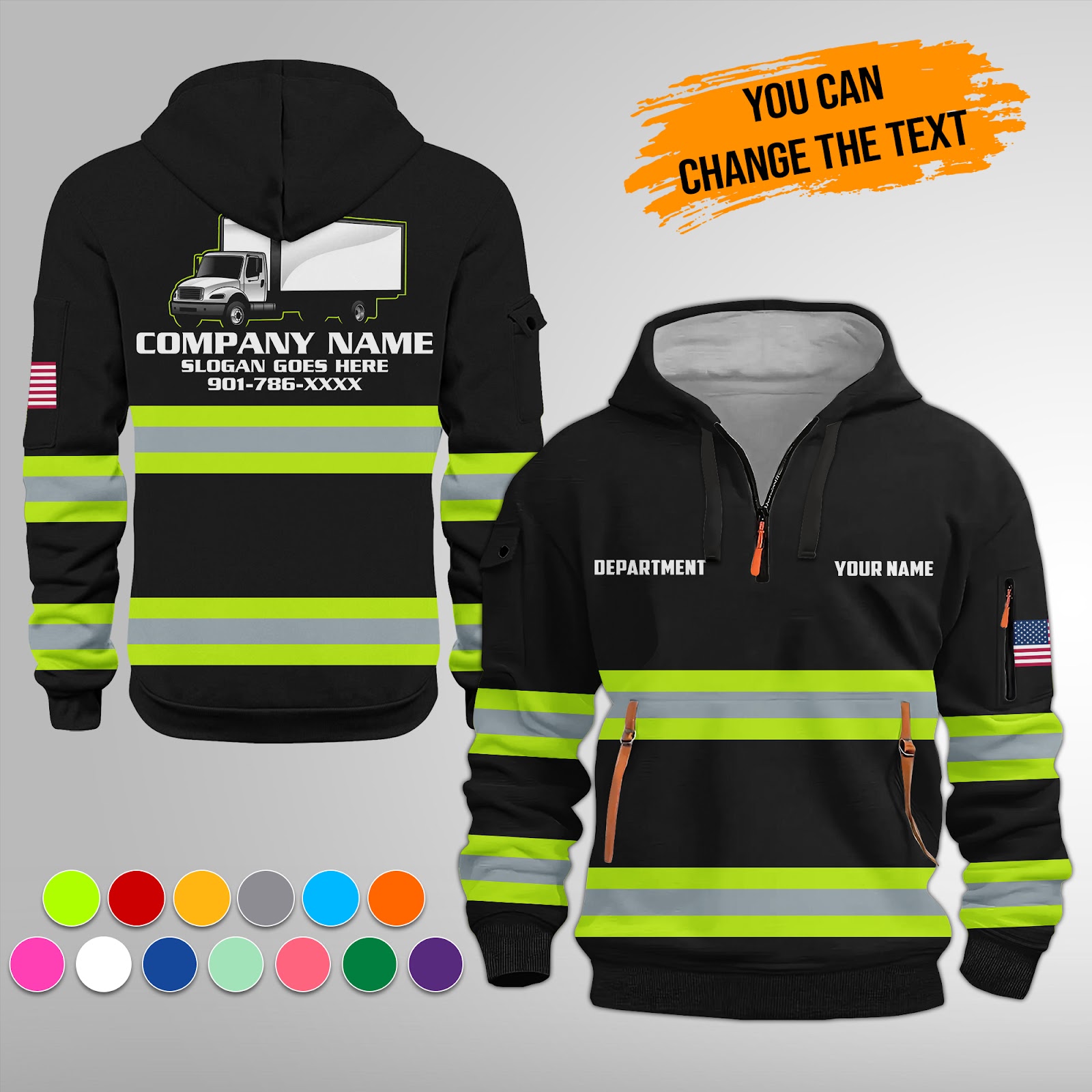 Custom Box Truck 3D Printed Quarter Zip Hoodie