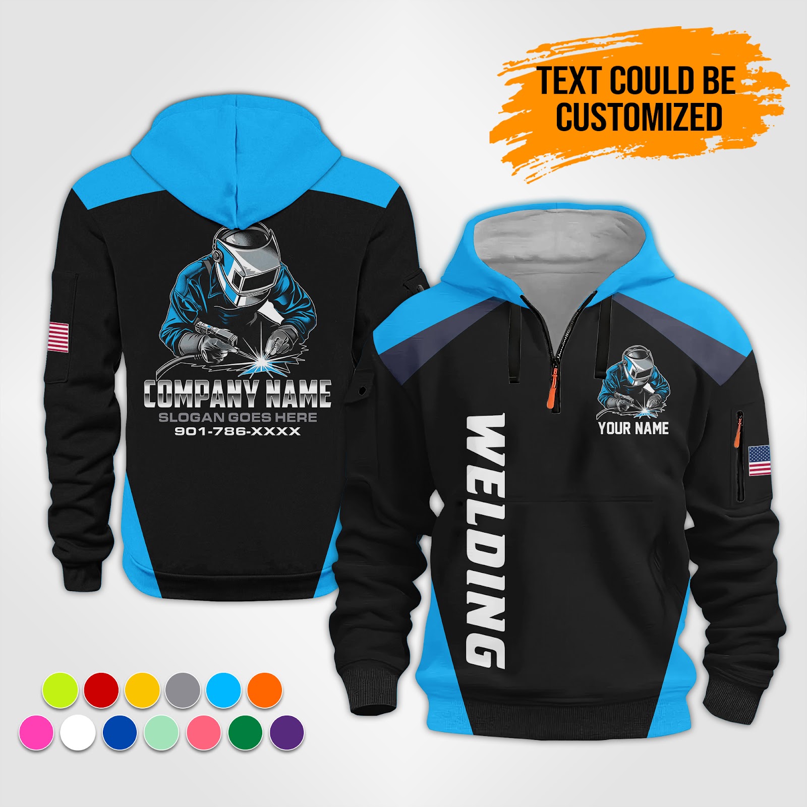 Custom Welding 3D Printed Quarter Zip Hoodie - photo 5