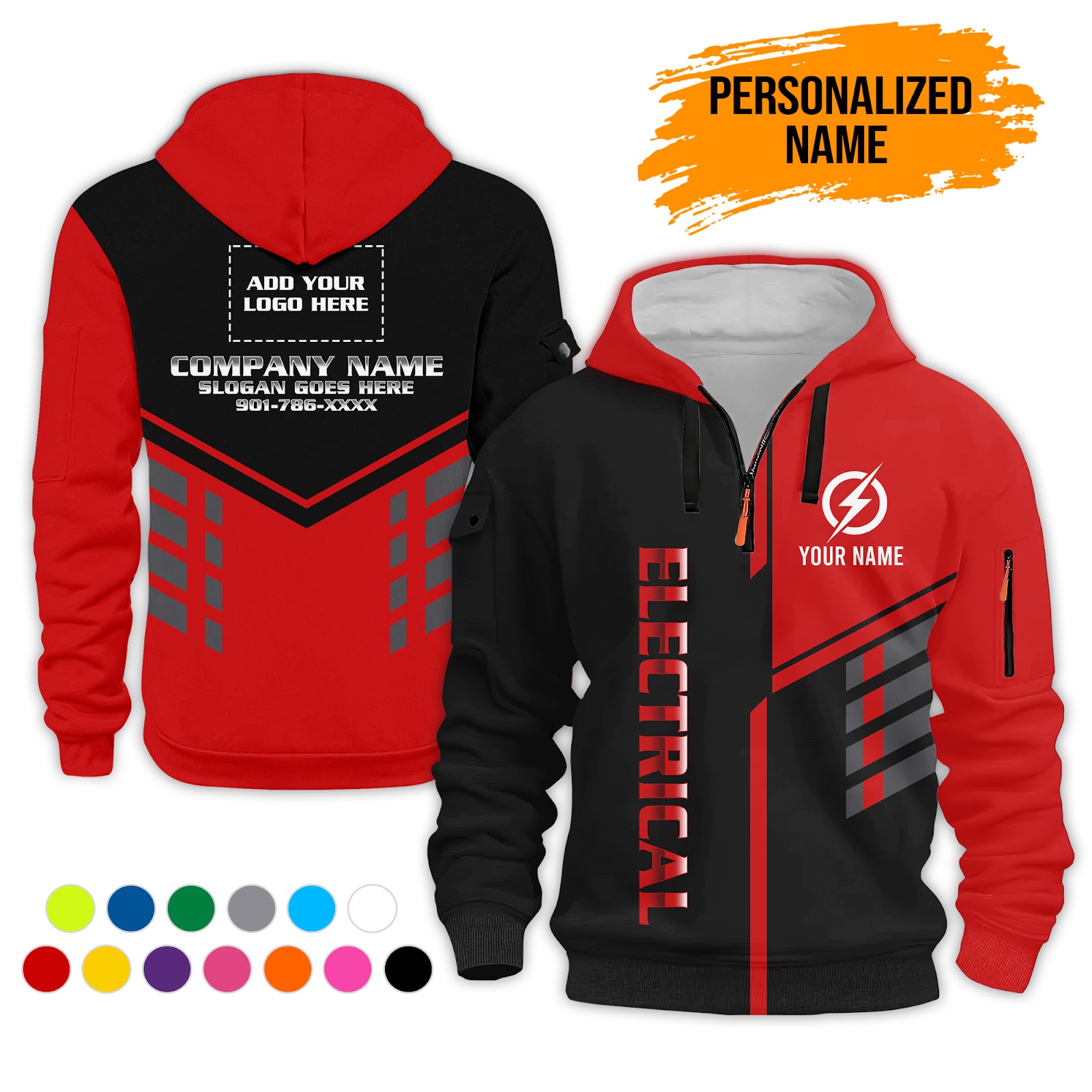 Custom Electrical Quarter Zip Hoodie - photo 2