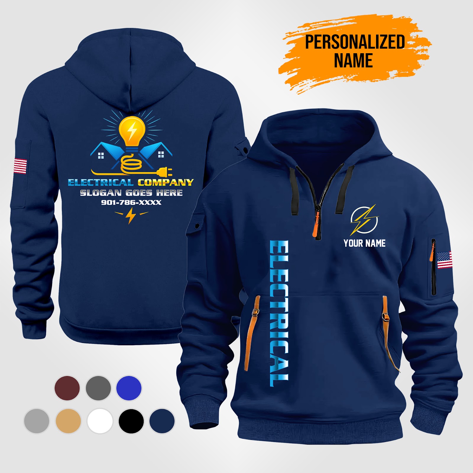 Custom Electrical Quarter Zip Hoodie