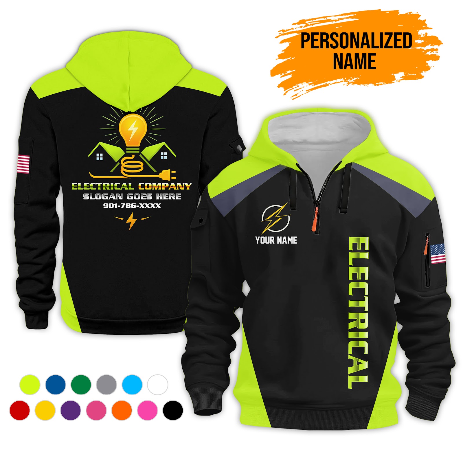 Custom Electrical Quarter Zip Hoodie