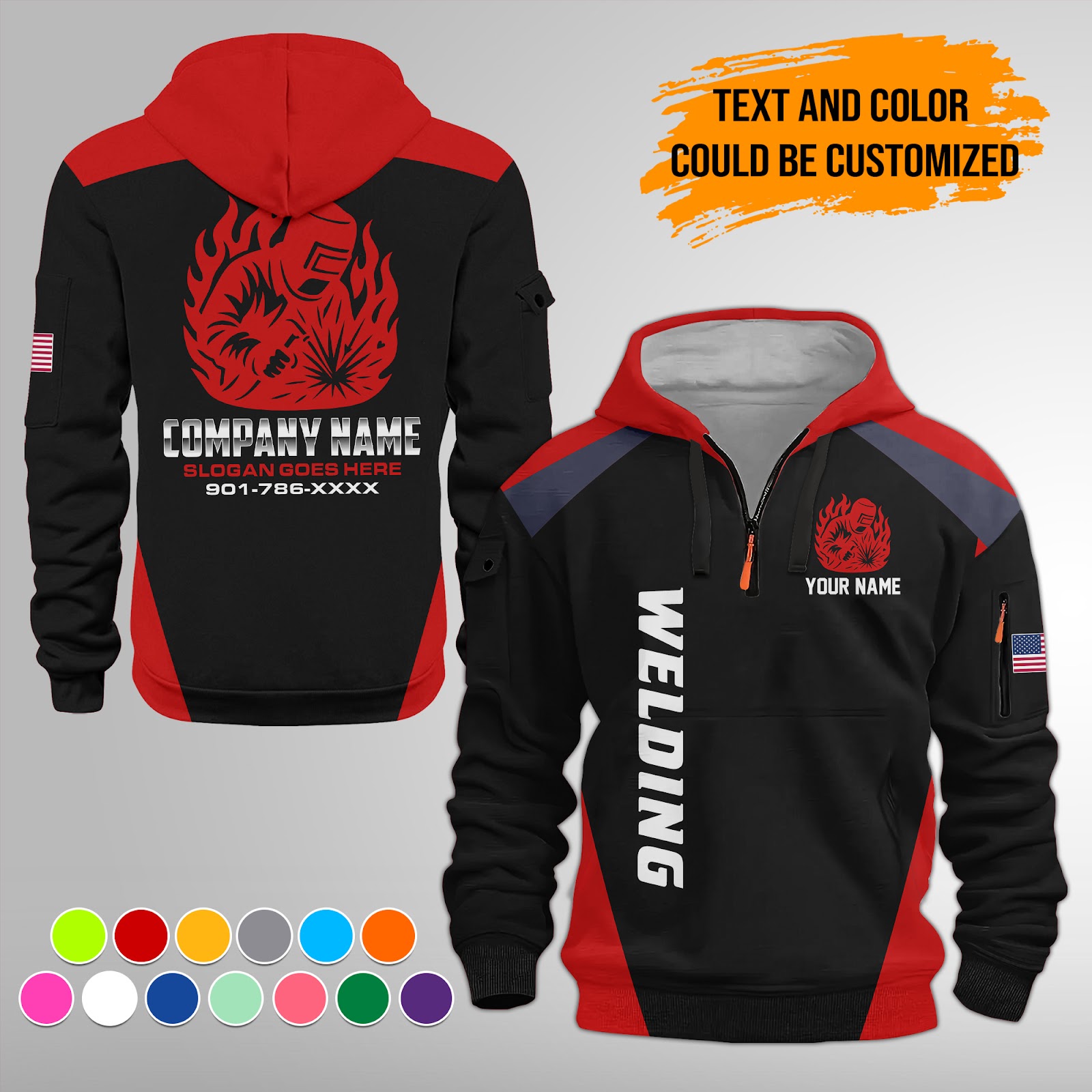 Custom Welding 3D Printed Quarter Zip Hoodie - photo 15