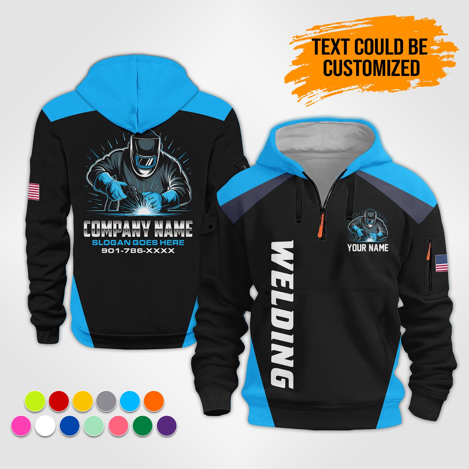 Custom Welding 3D Printed Quarter Zip Hoodie - photo 5