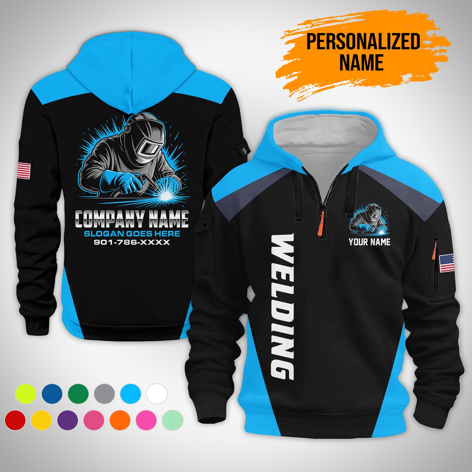 Custom Welding 3D Printed Quarter Zip Hoodie - photo 5