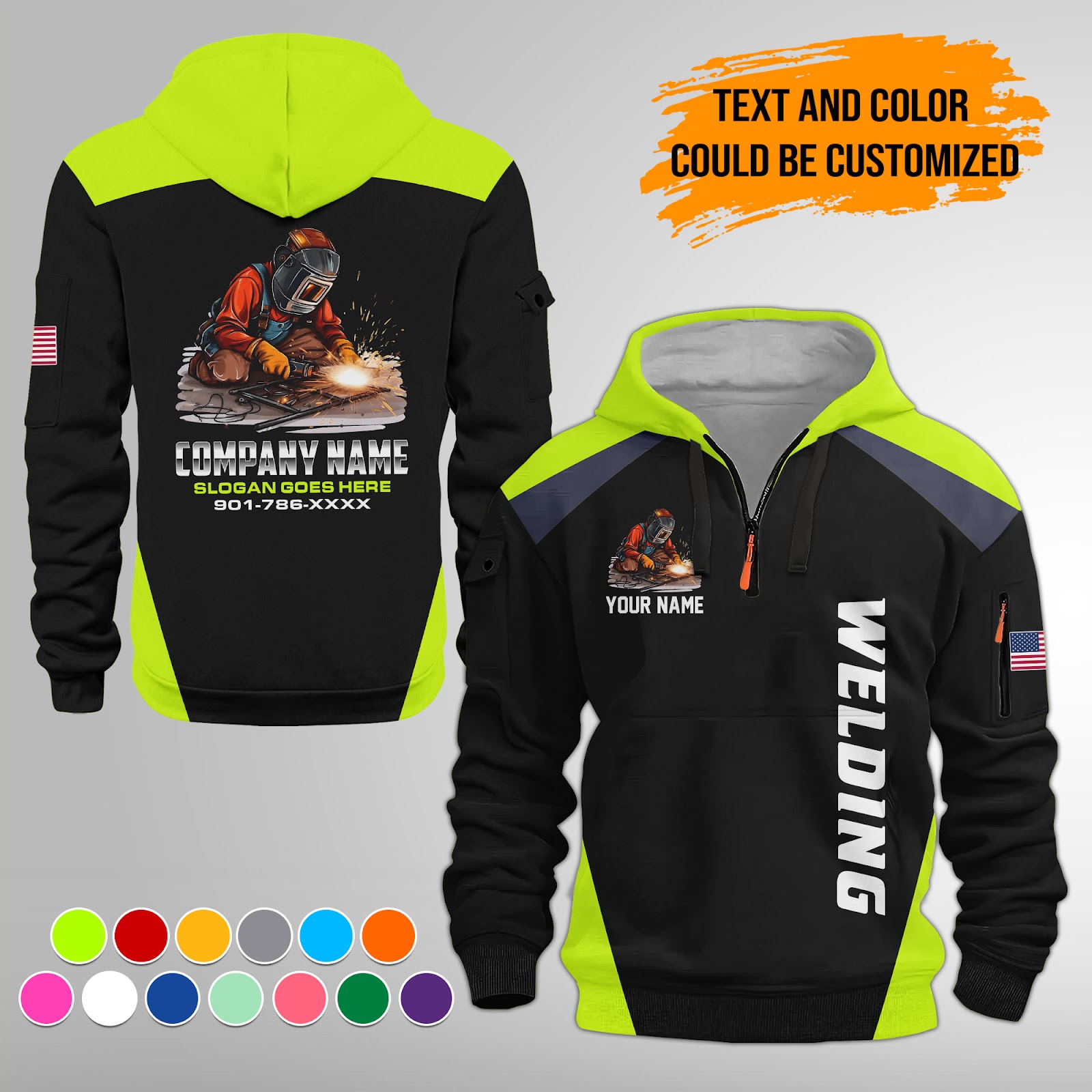 Custom Welding Quarter Zip Hoodie
