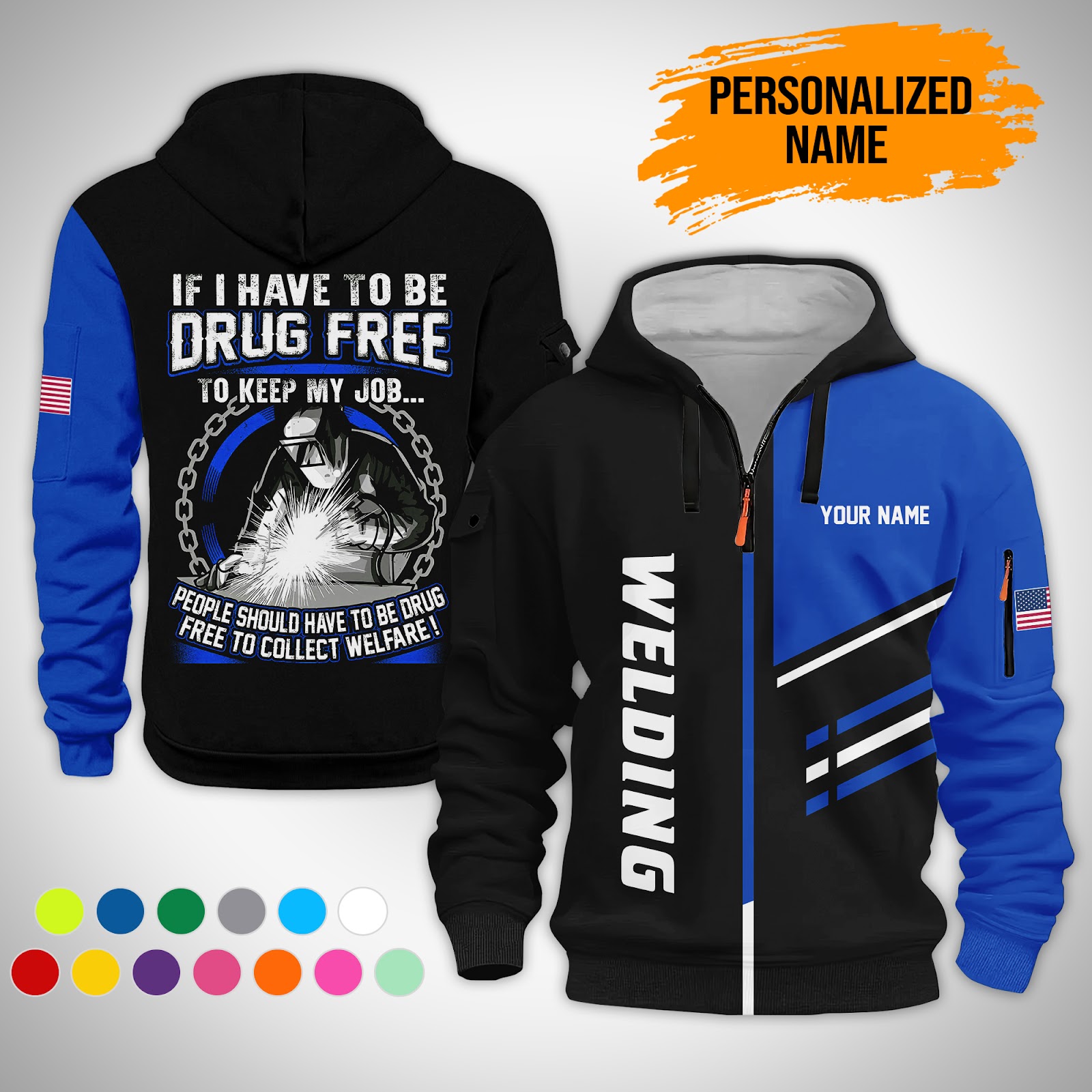 Custom Welding 3D Printed Quarter Zip Hoodie - photo 9