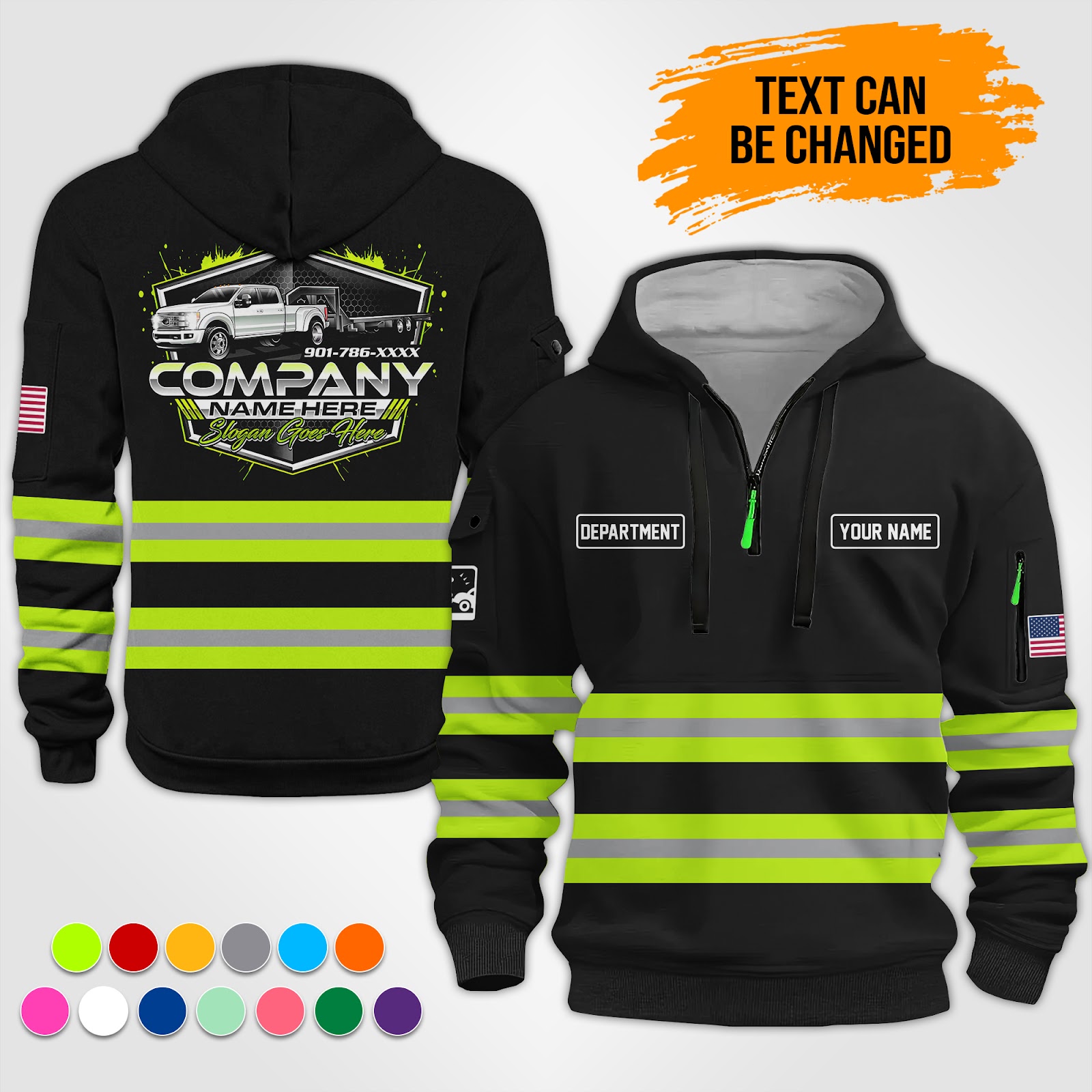 Custom Tow Truck 3D Quarter Zip Hoodie