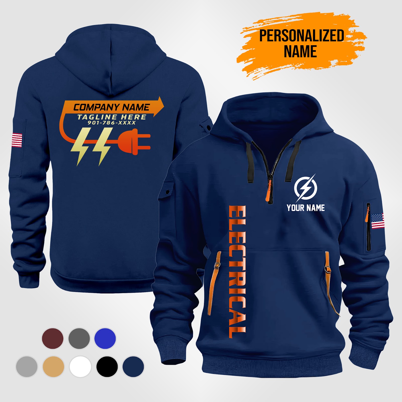 Custom Electrical Quarter Zip Hoodie