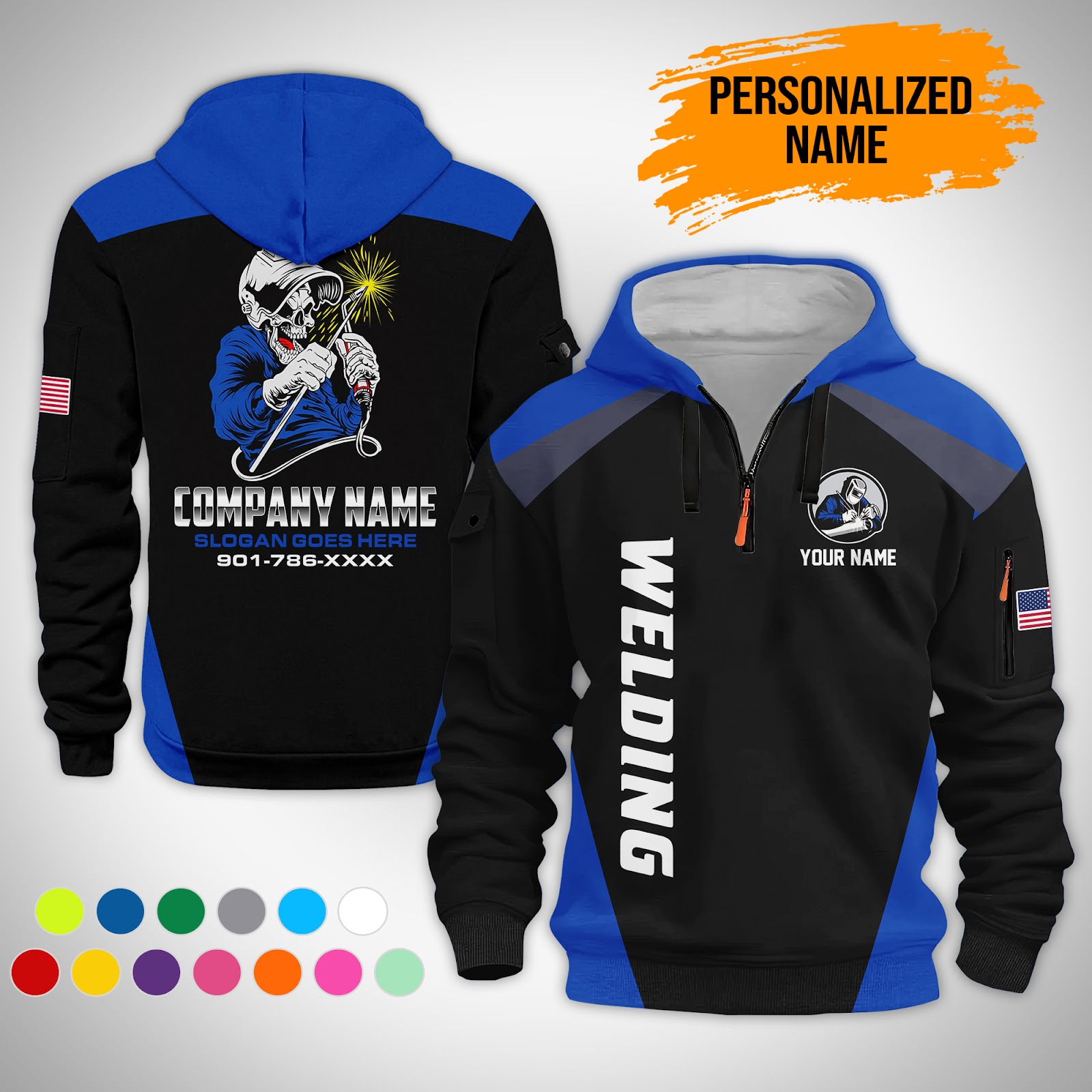 Custom Welding 3D Printed Quarter Zip Hoodie - photo 9