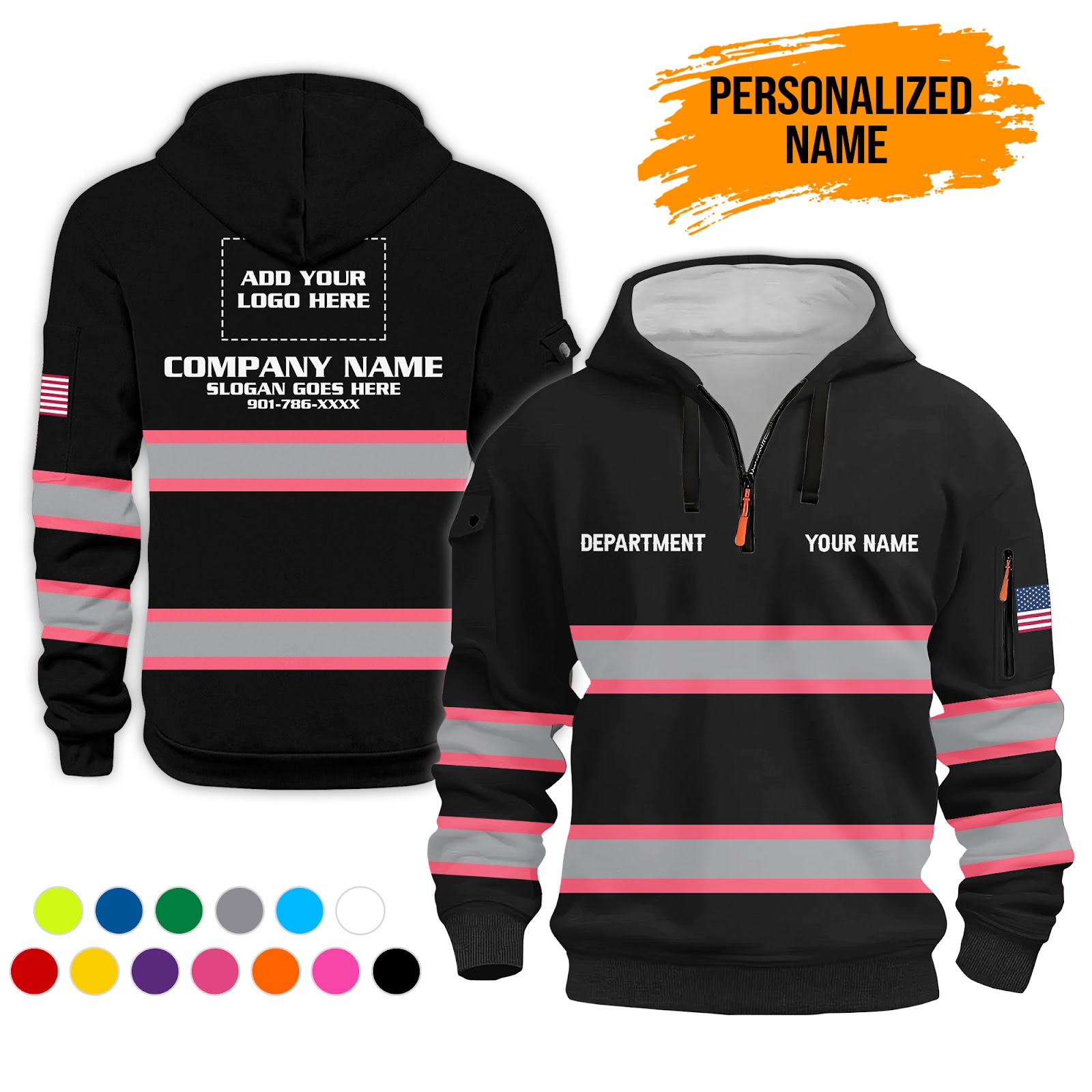 6009705-personalized-name-uniform-workwear-3d-printed-quarter-zip-hoodie-pc273-11.jpg Custom Uniform Workwear 3D Printed Quarter Zip - photo 11