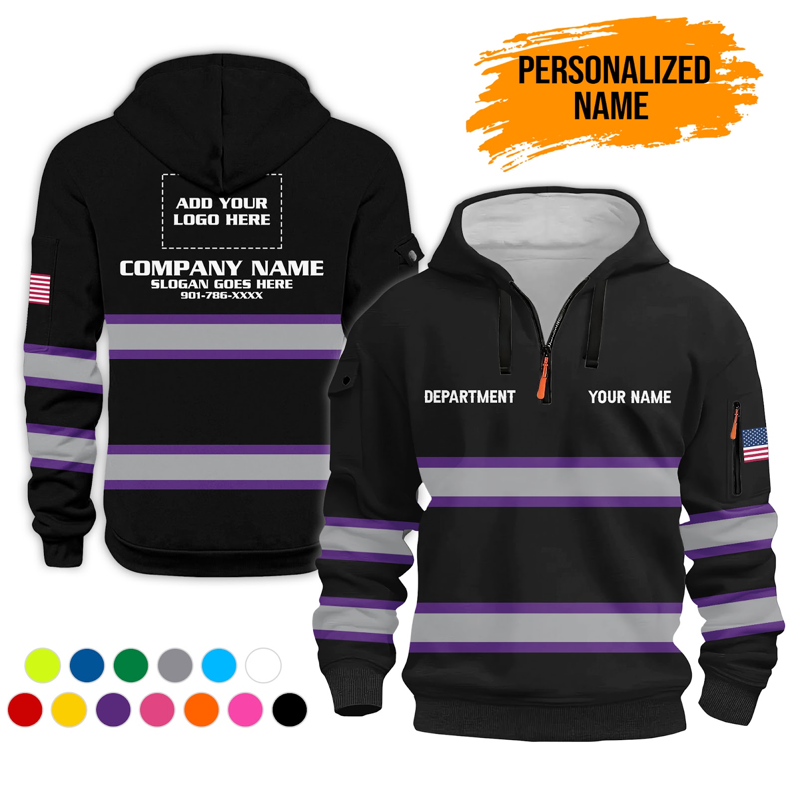 6009705-personalized-name-uniform-workwear-3d-printed-quarter-zip-hoodie-pc273-13.jpg Custom Uniform Workwear 3D Printed Quarter Zip - photo 13