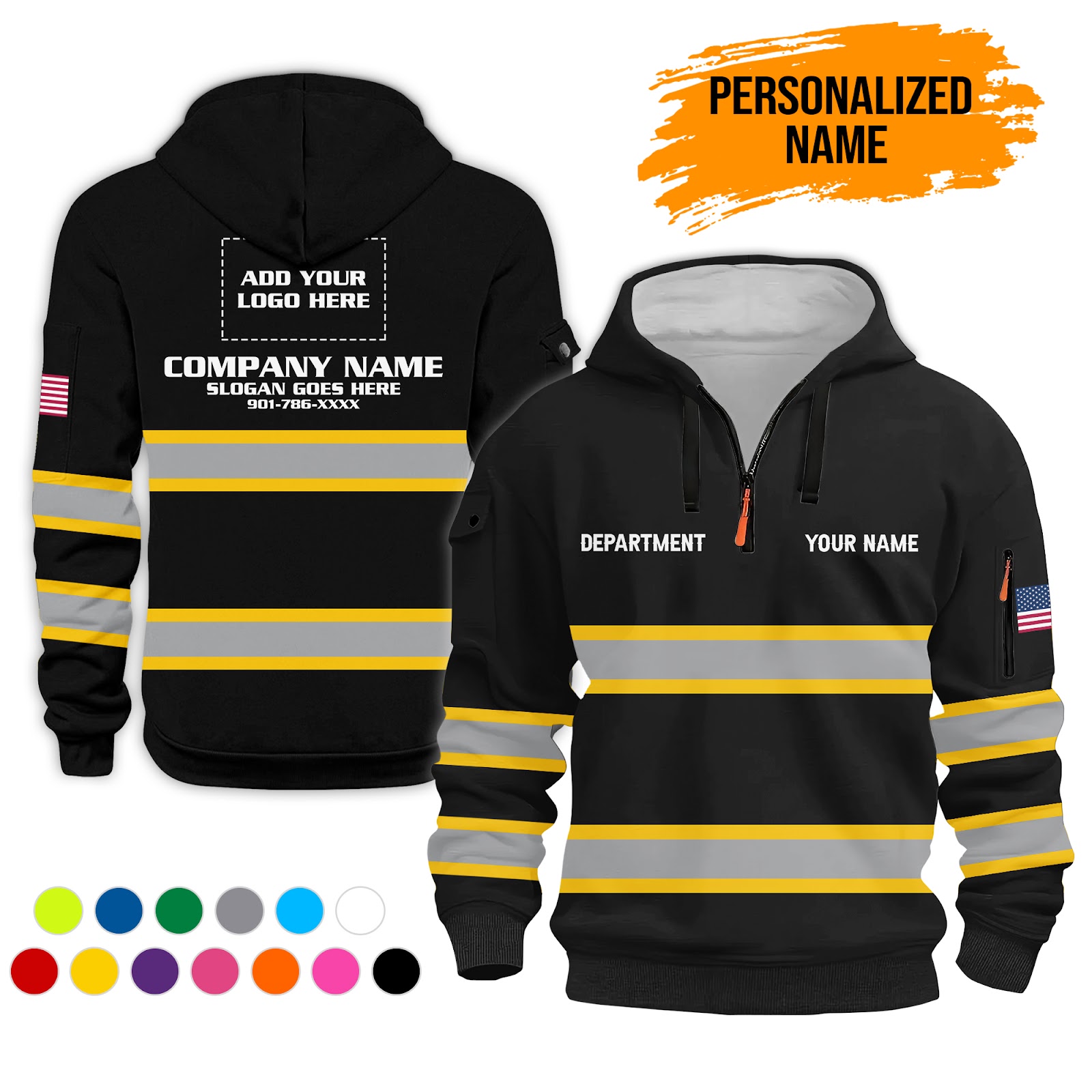 6009705-personalized-name-uniform-workwear-3d-printed-quarter-zip-hoodie-pc273-3.jpg Custom Uniform Workwear 3D Printed Quarter Zip - photo 3