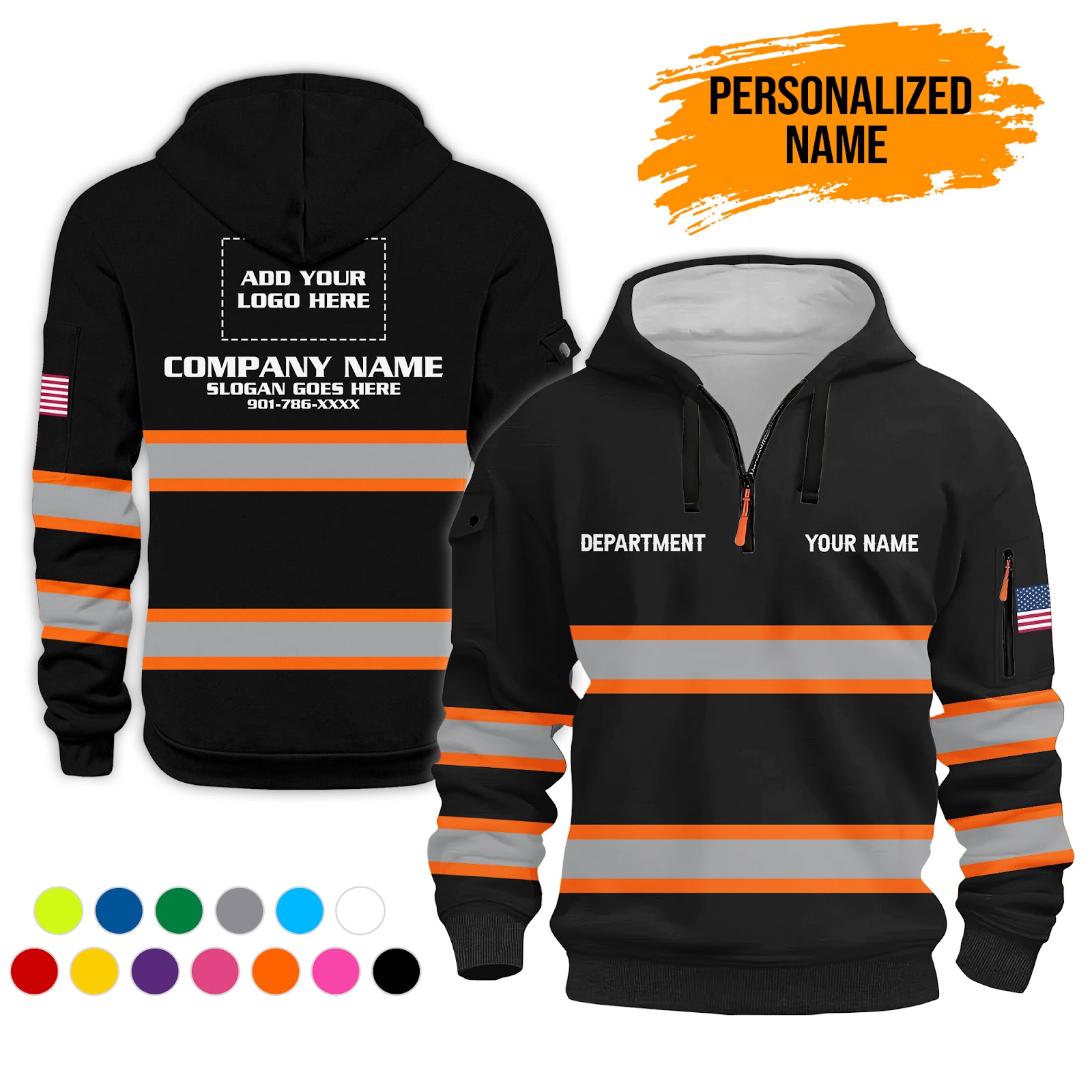 6009705-personalized-name-uniform-workwear-3d-printed-quarter-zip-hoodie-pc273-6.jpg Custom Uniform Workwear 3D Printed Quarter Zip - photo 6