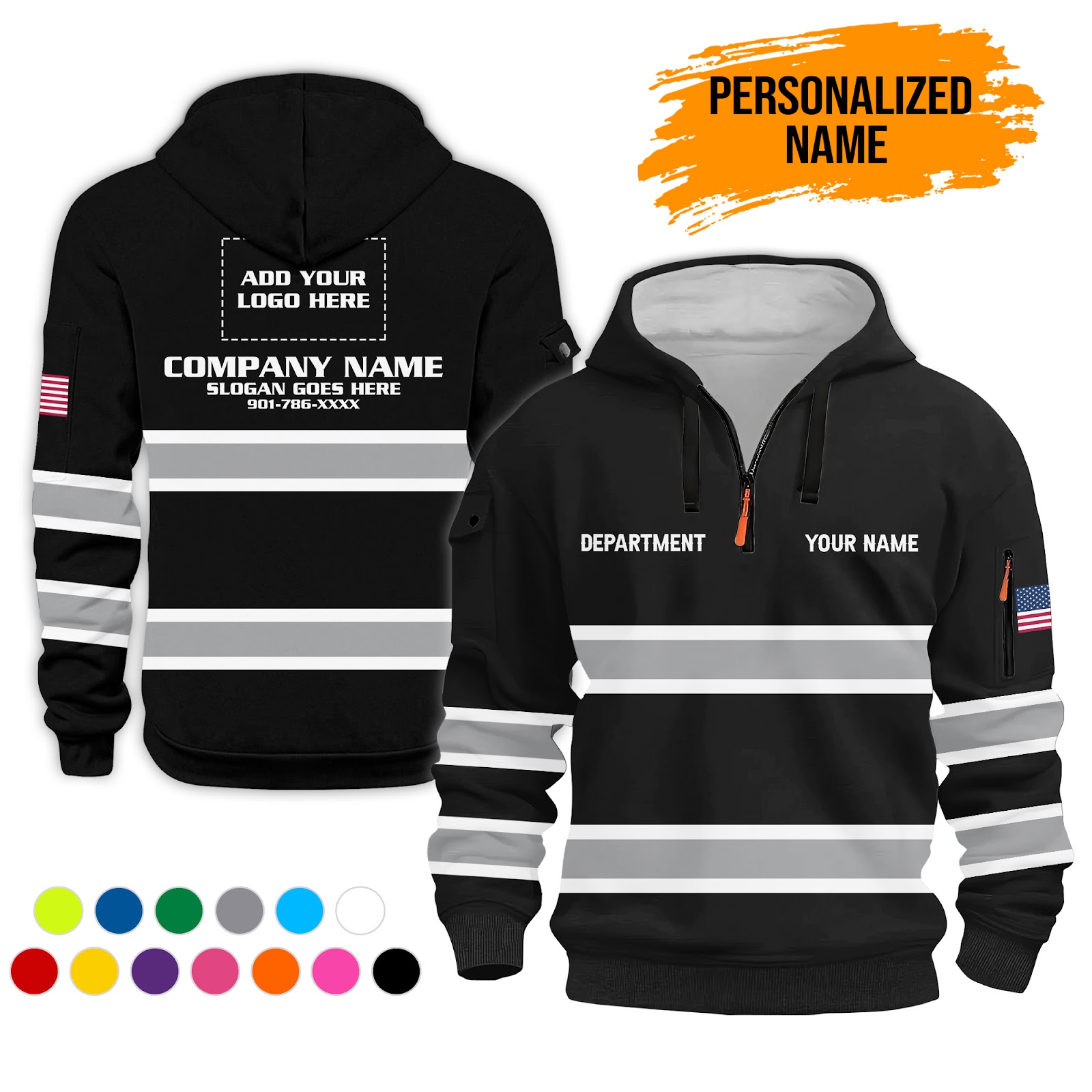 6009705-personalized-name-uniform-workwear-3d-printed-quarter-zip-hoodie-pc273-8.jpg Custom Uniform Workwear 3D Printed Quarter Zip - photo 8
