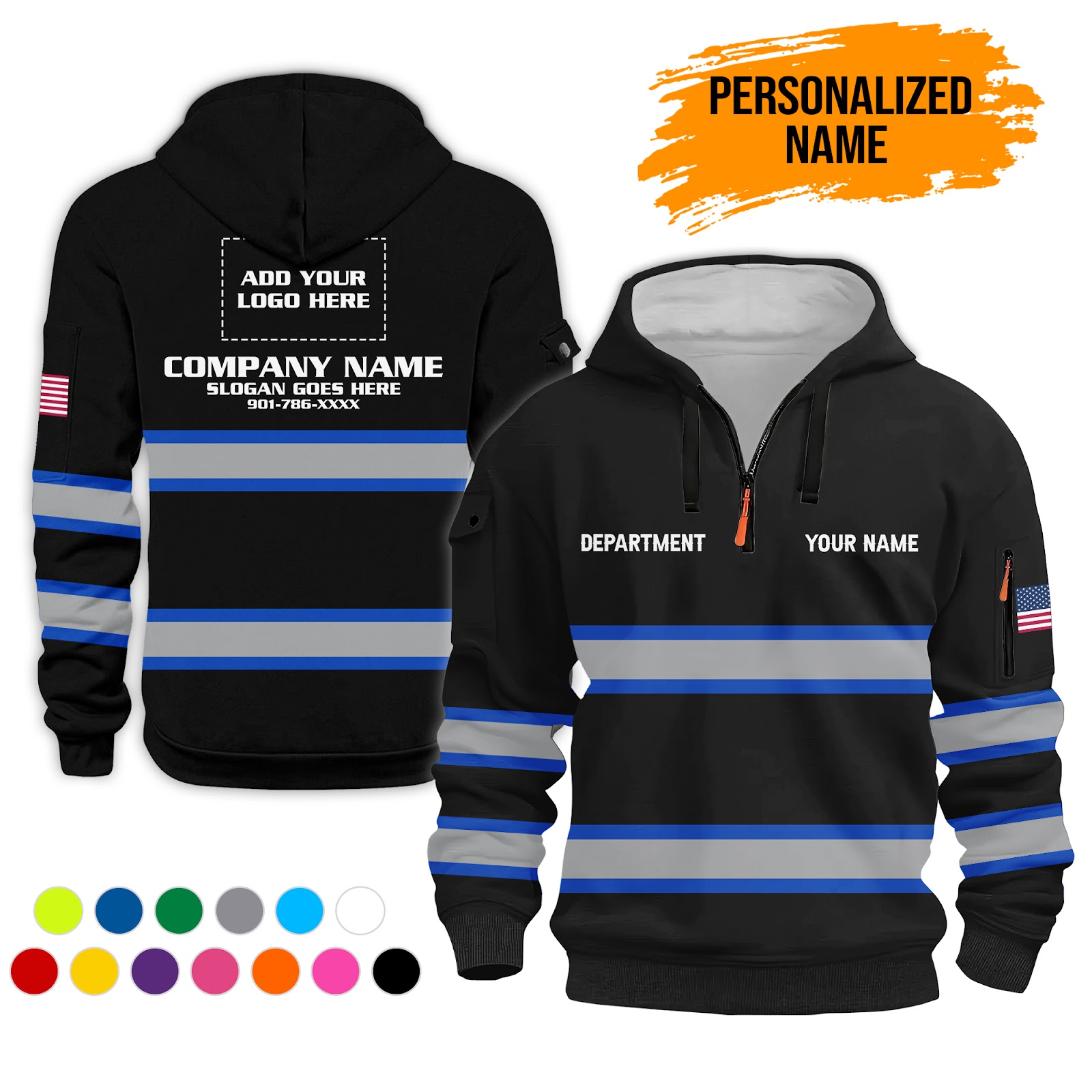 6009705-personalized-name-uniform-workwear-3d-printed-quarter-zip-hoodie-pc273-9.jpg Custom Uniform Workwear 3D Printed Quarter Zip - photo 9