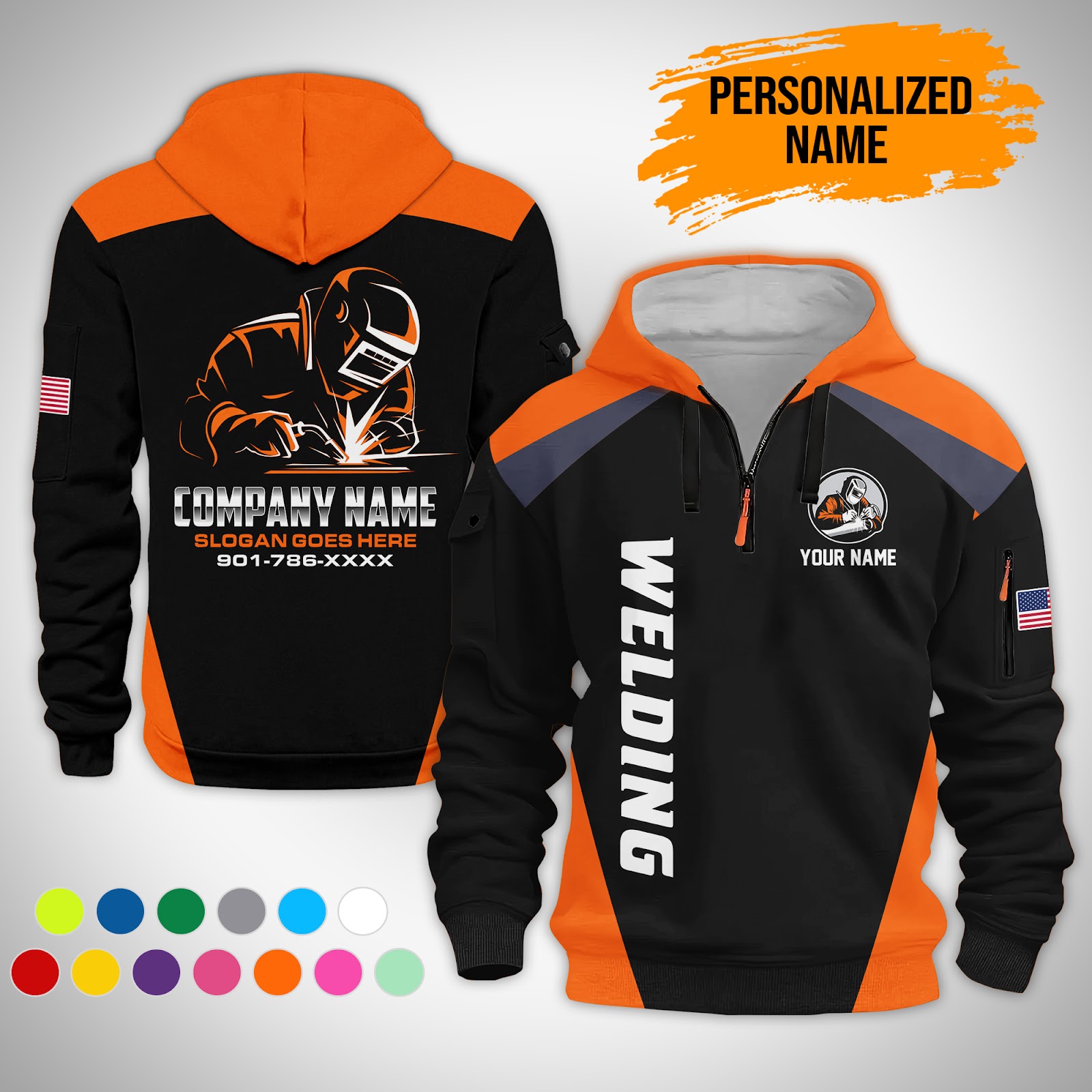 Custom Welding 3D Printed Quarter Zip Hoodie - photo 6