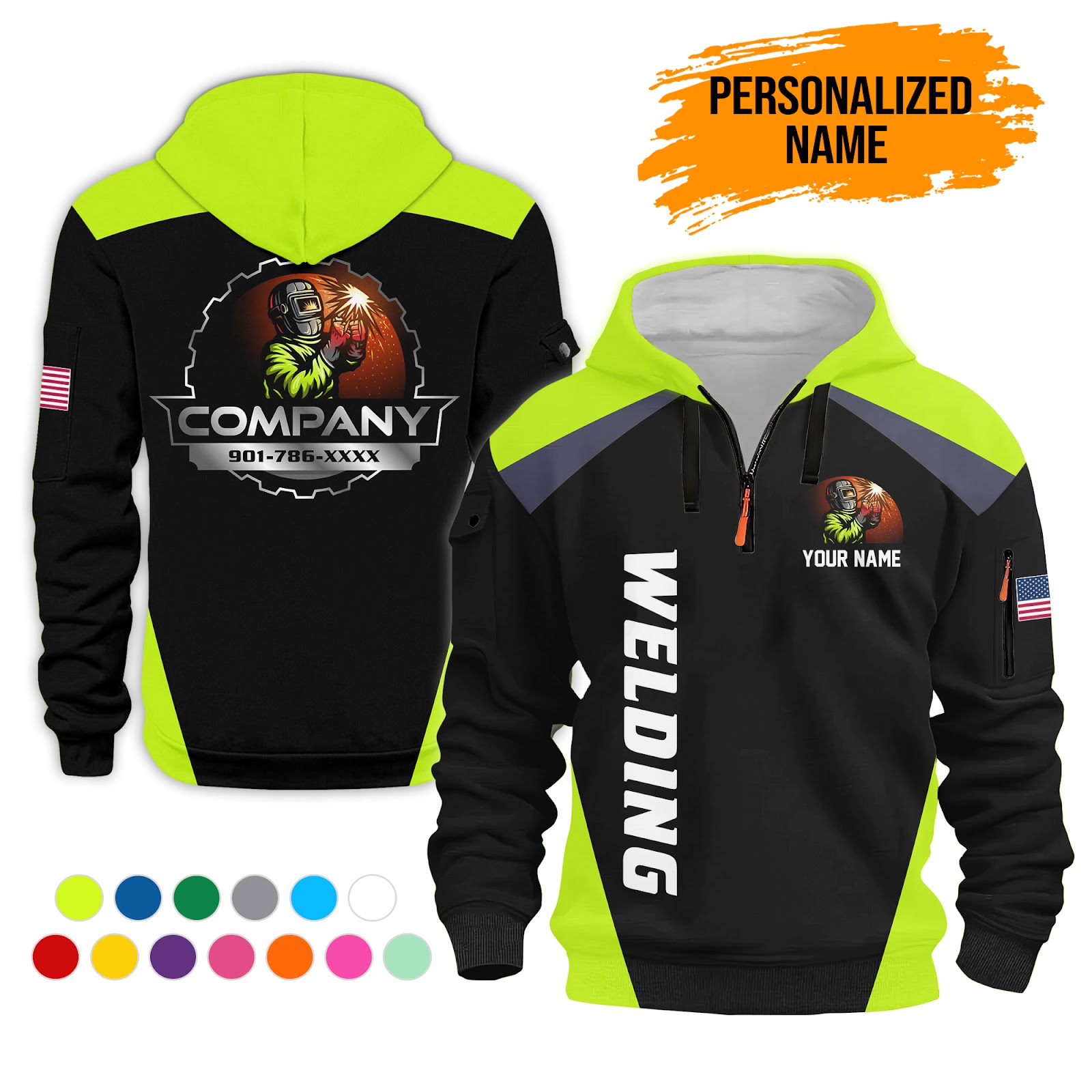 Custom Welding Quarter Zip Hoodie