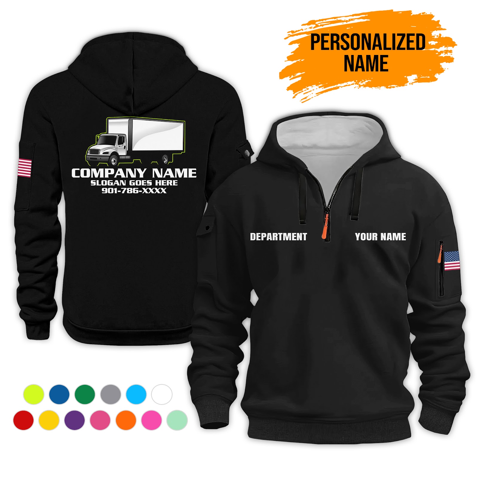 Custom Box Truck 3D Printed Quarter Zip Hoodie