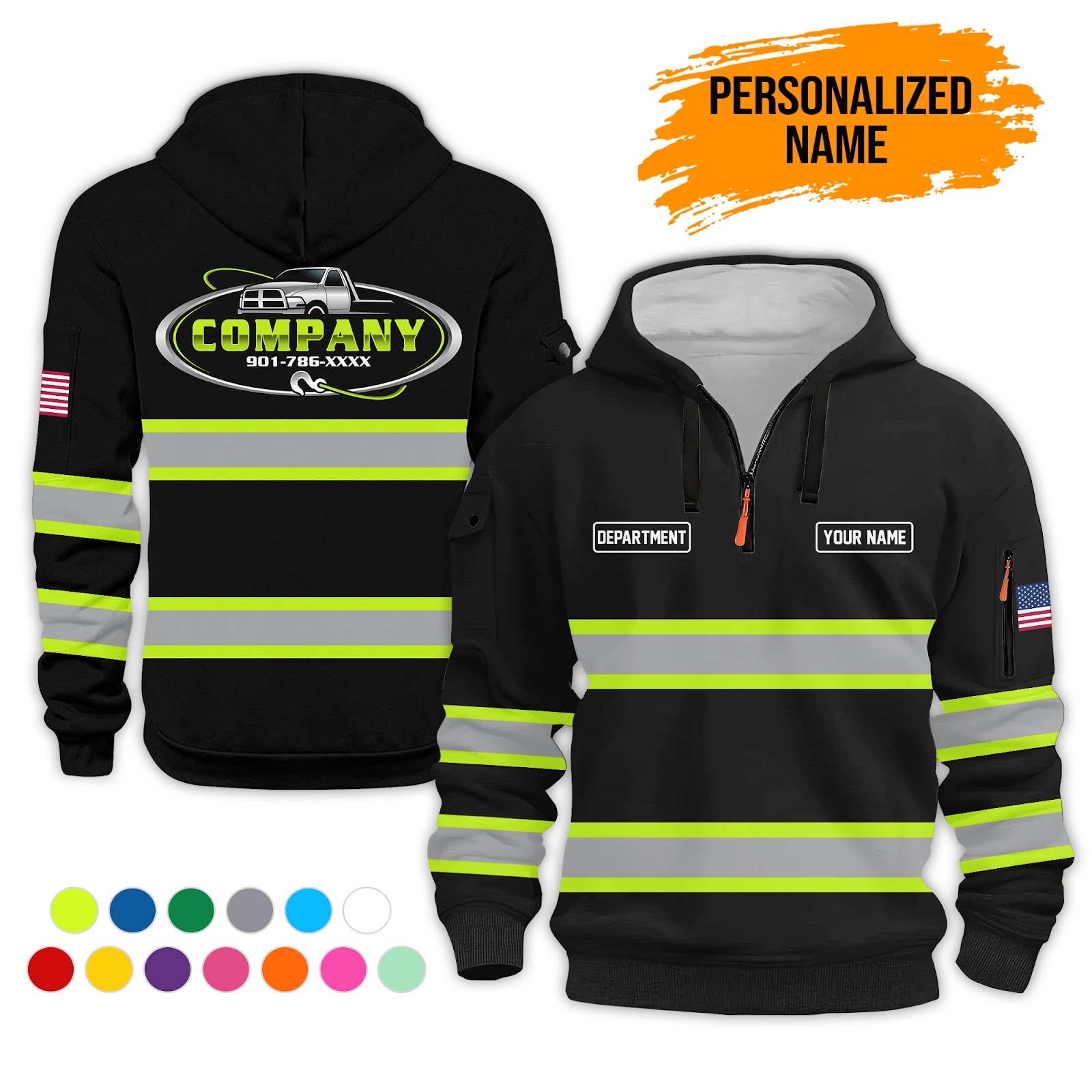Custom Tow Truck 3D Quarter Zip Hoodie