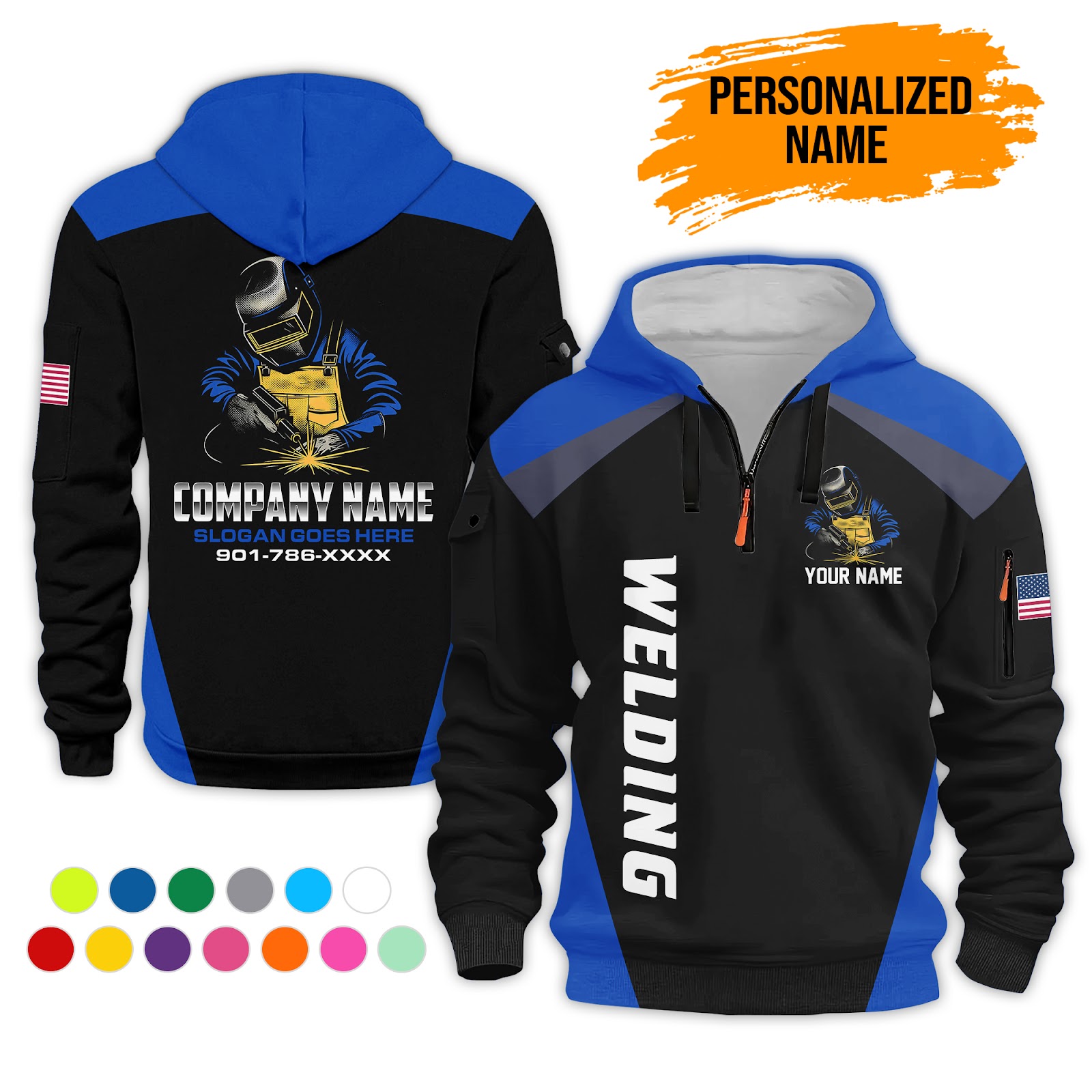 Custom Welding 3D Printed Quarter Zip Hoodie - photo 9