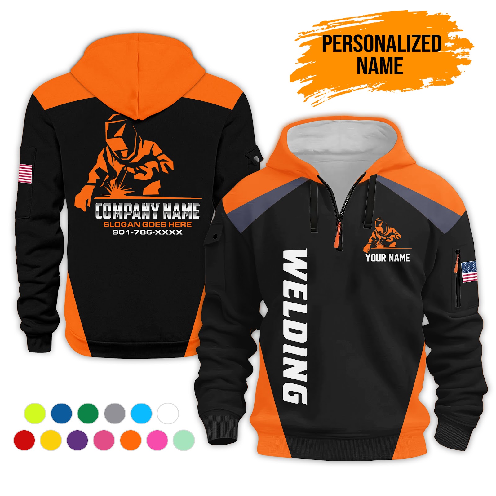 Custom Welding 3D Printed Quarter Zip Hoodie - photo 6