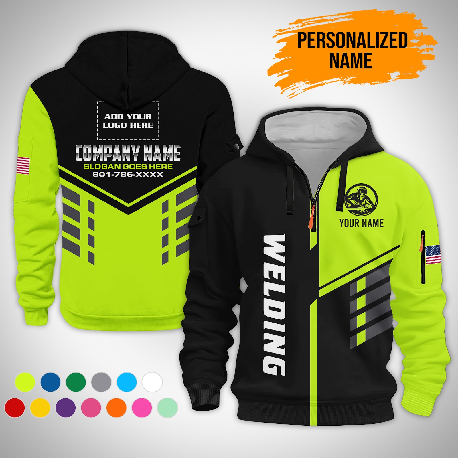 Custom Welding 3D Printed Quarter Zip Hoodie