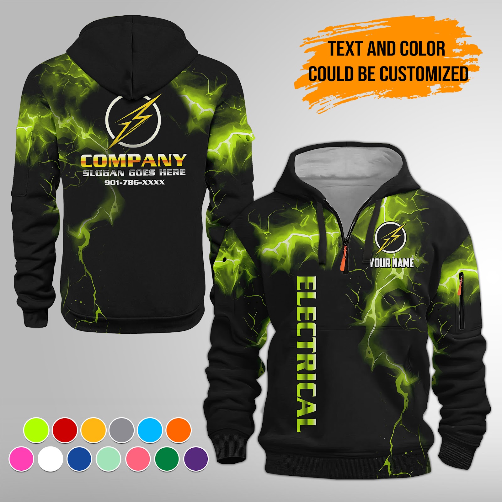 Custom Electric Quarter Zip Hoodie