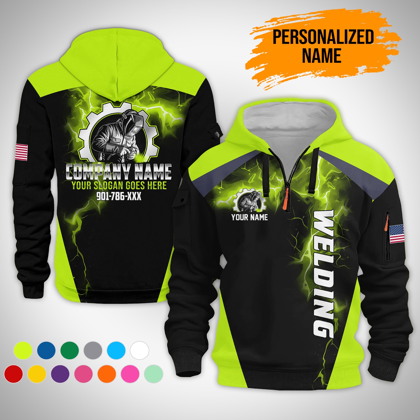 Custom Welding Quarter Zip Hoodie