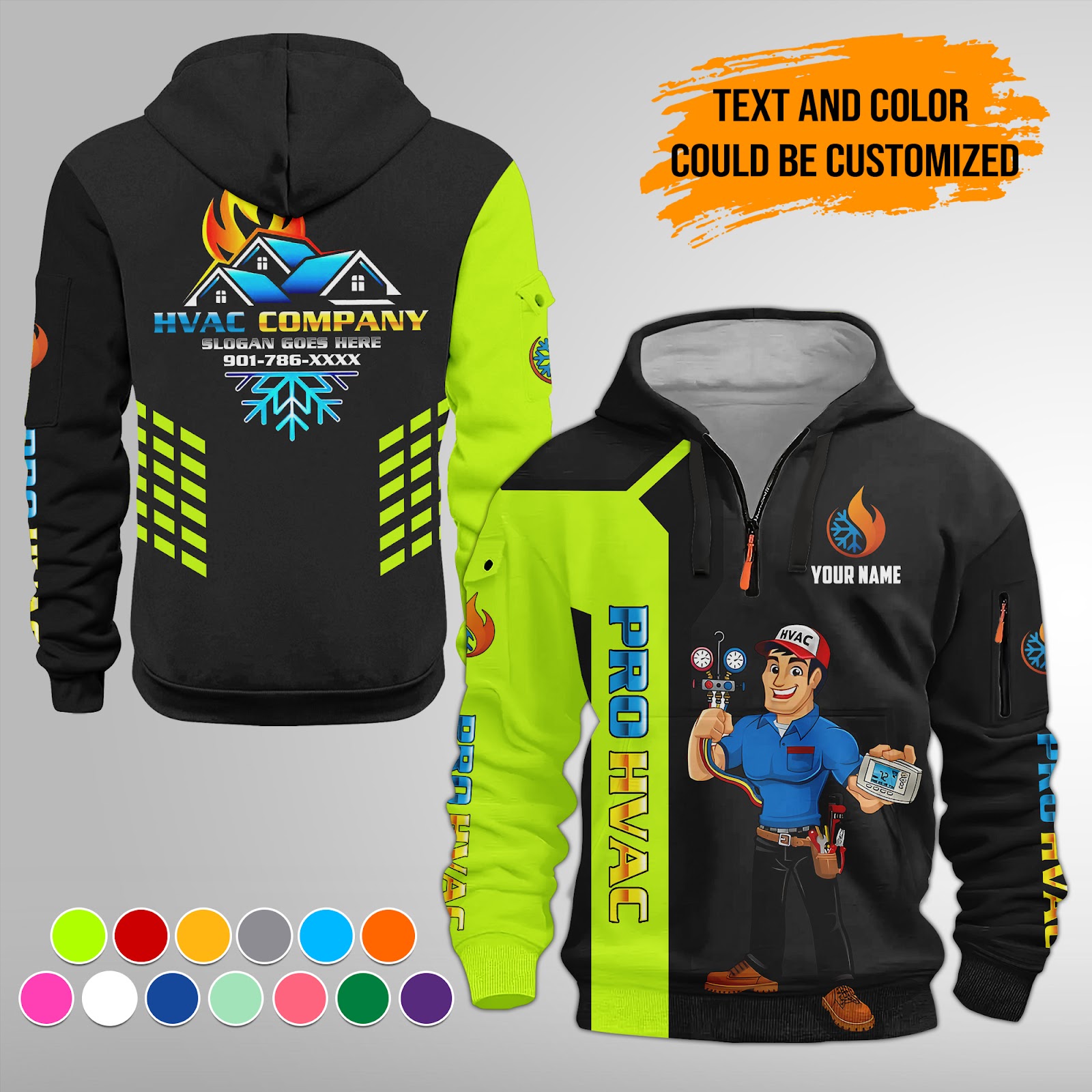 Custom Pro HVAC Quarter Zip Hoodie