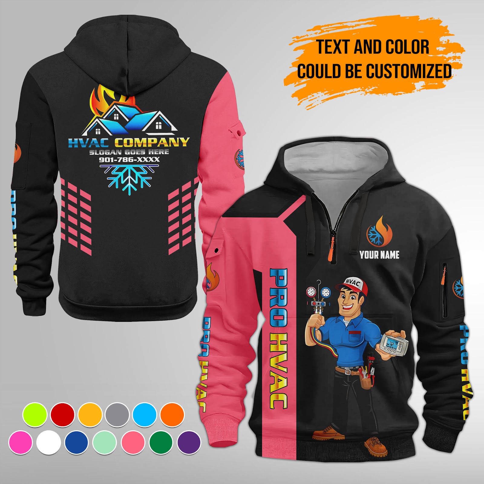 6014480-personalized-name-pro-hvac-quarter-zip-hoodie-am790-11.jpg Custom Pro HVAC Quarter Zip Hoodie - photo 11