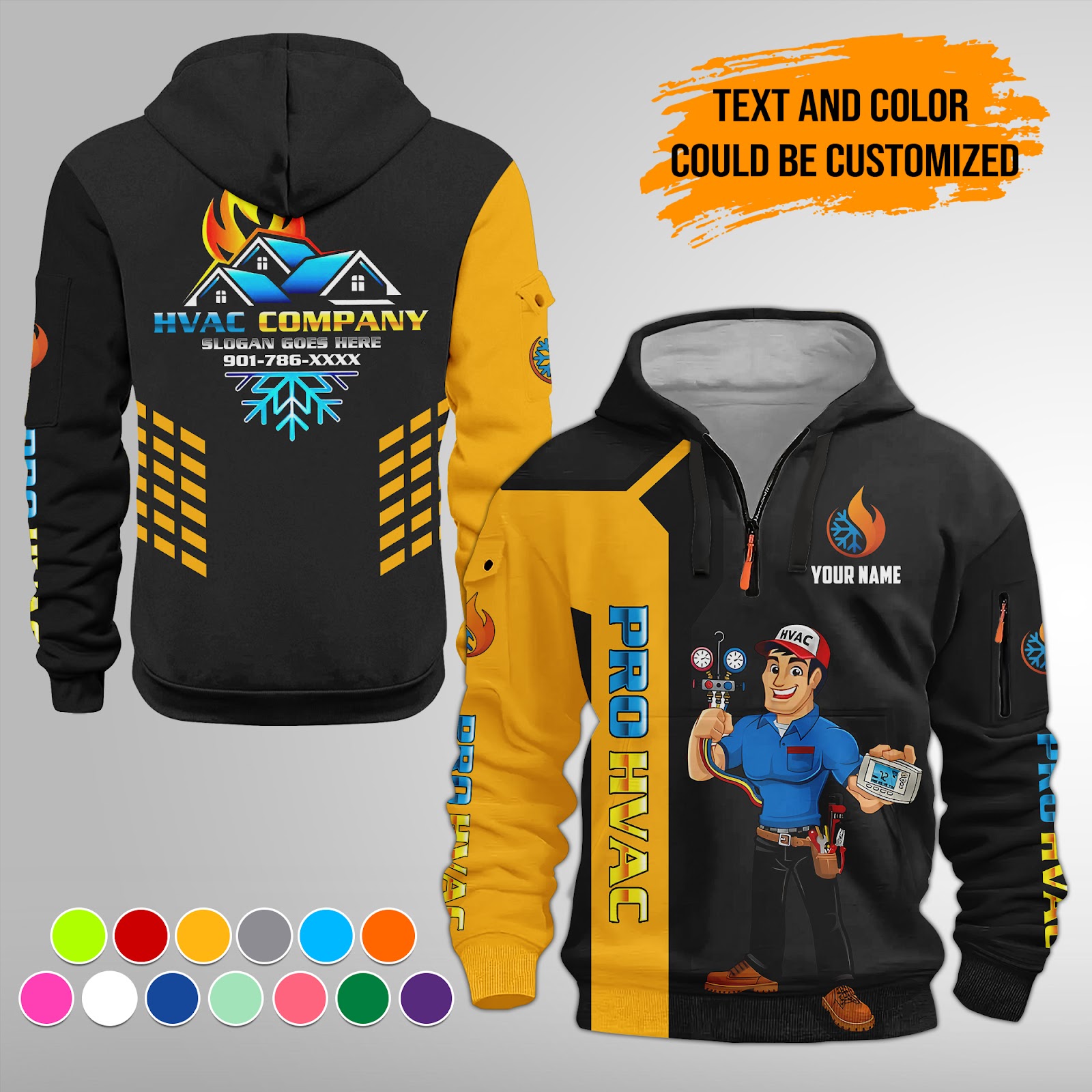 6014480-personalized-name-pro-hvac-quarter-zip-hoodie-am790-3.jpg Custom Pro HVAC Quarter Zip Hoodie - photo 3