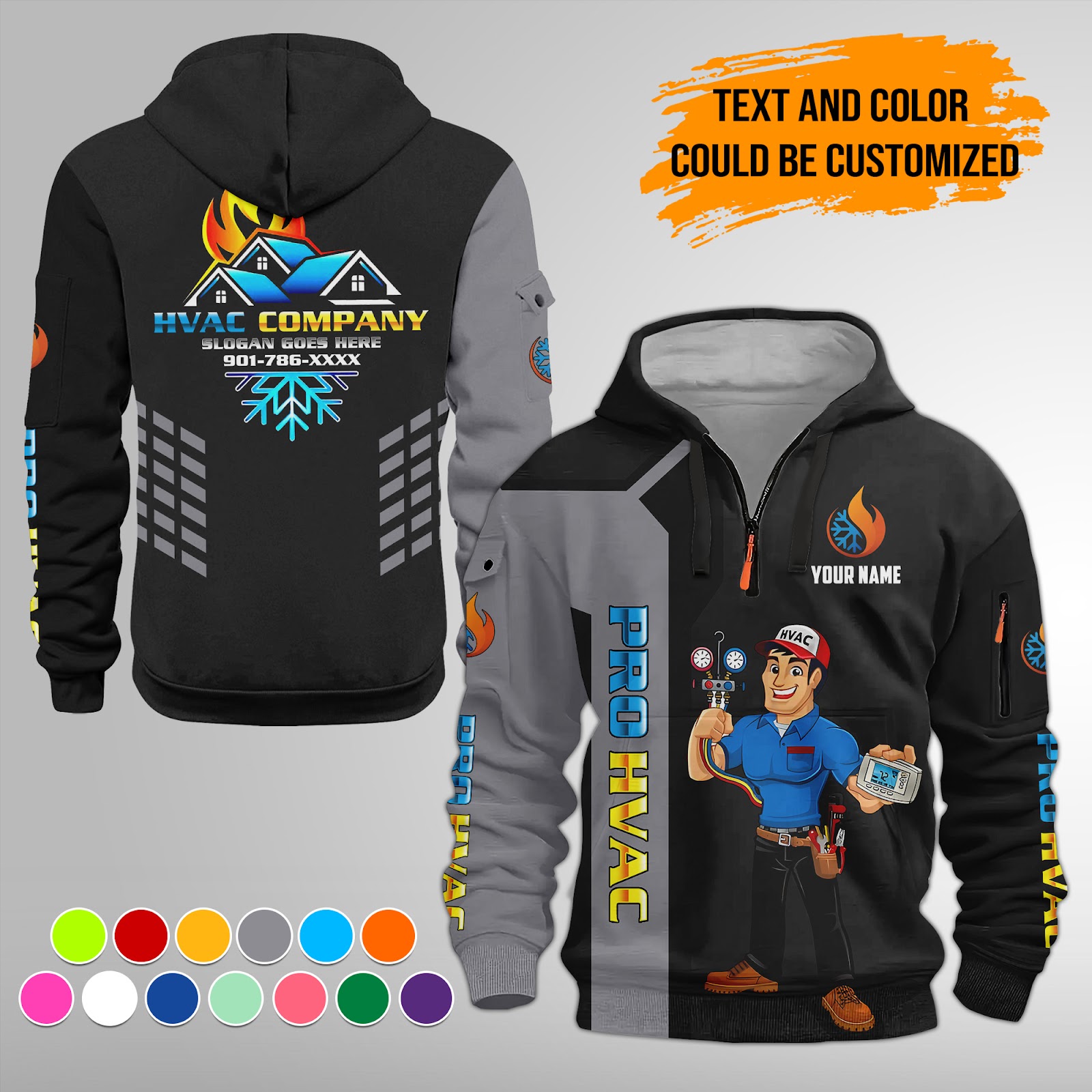 6014480-personalized-name-pro-hvac-quarter-zip-hoodie-am790-4.jpg Custom Pro HVAC Quarter Zip Hoodie - photo 4