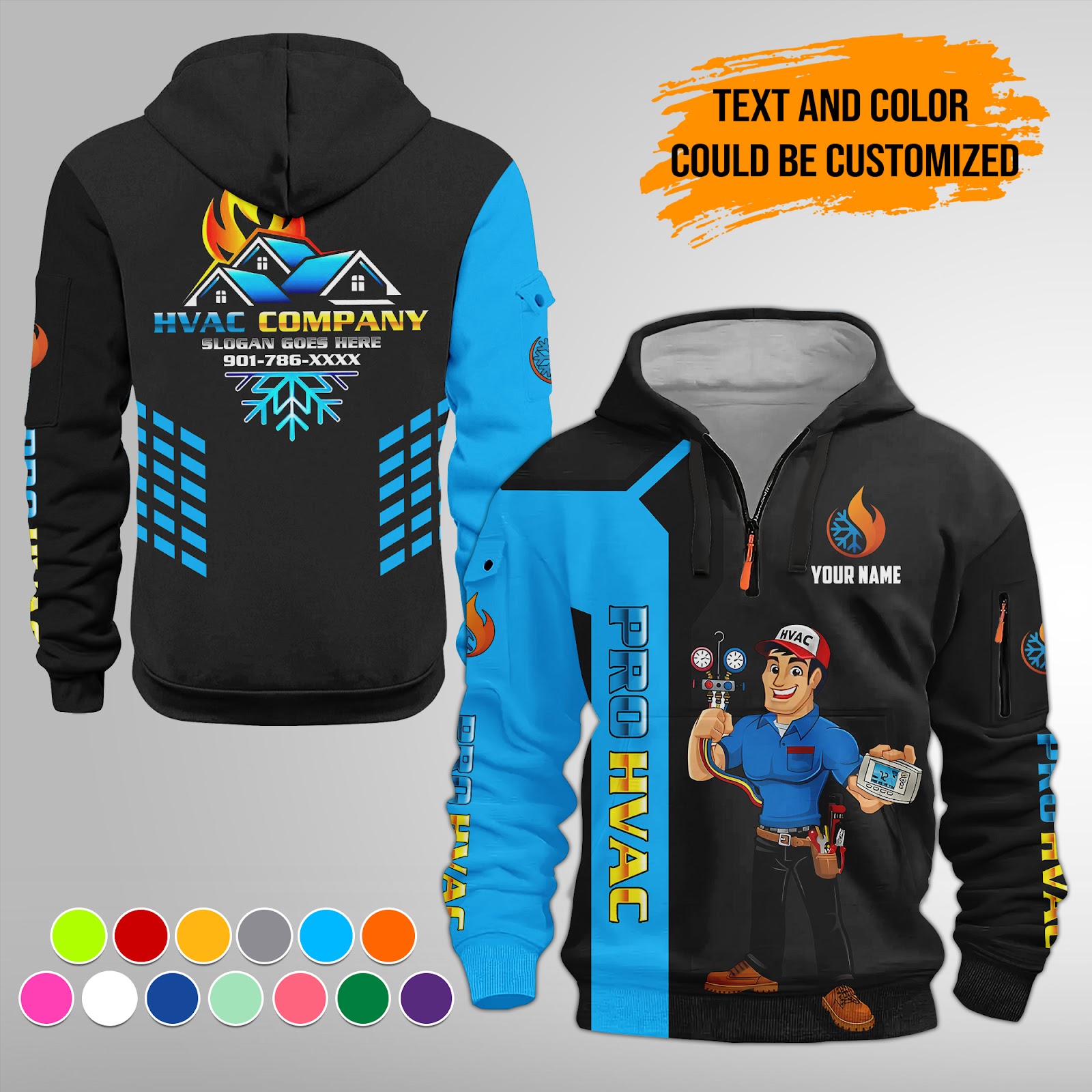 6014480-personalized-name-pro-hvac-quarter-zip-hoodie-am790-5.jpg Custom Pro HVAC Quarter Zip Hoodie - photo 5