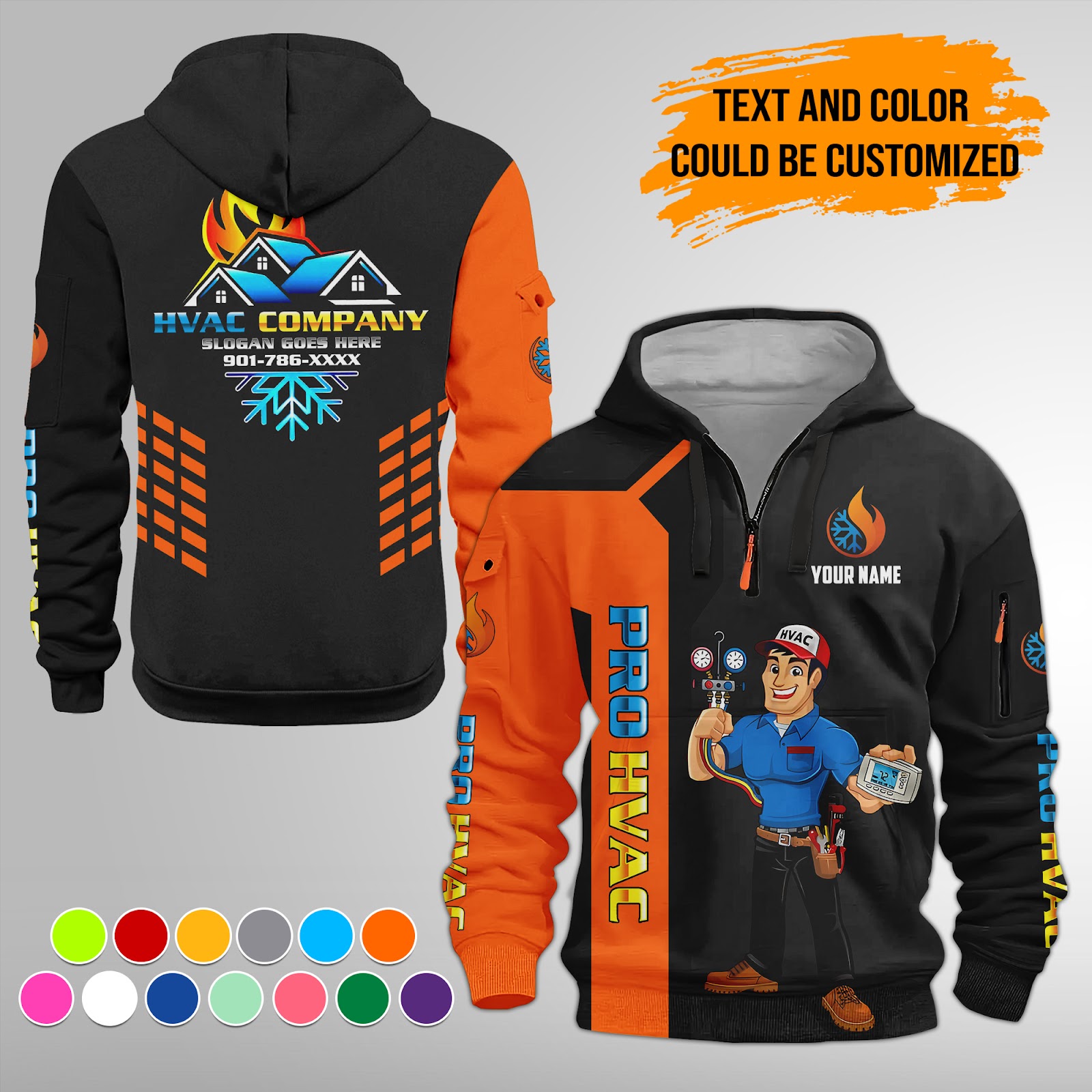 6014480-personalized-name-pro-hvac-quarter-zip-hoodie-am790-6.jpg Custom Pro HVAC Quarter Zip Hoodie - photo 6