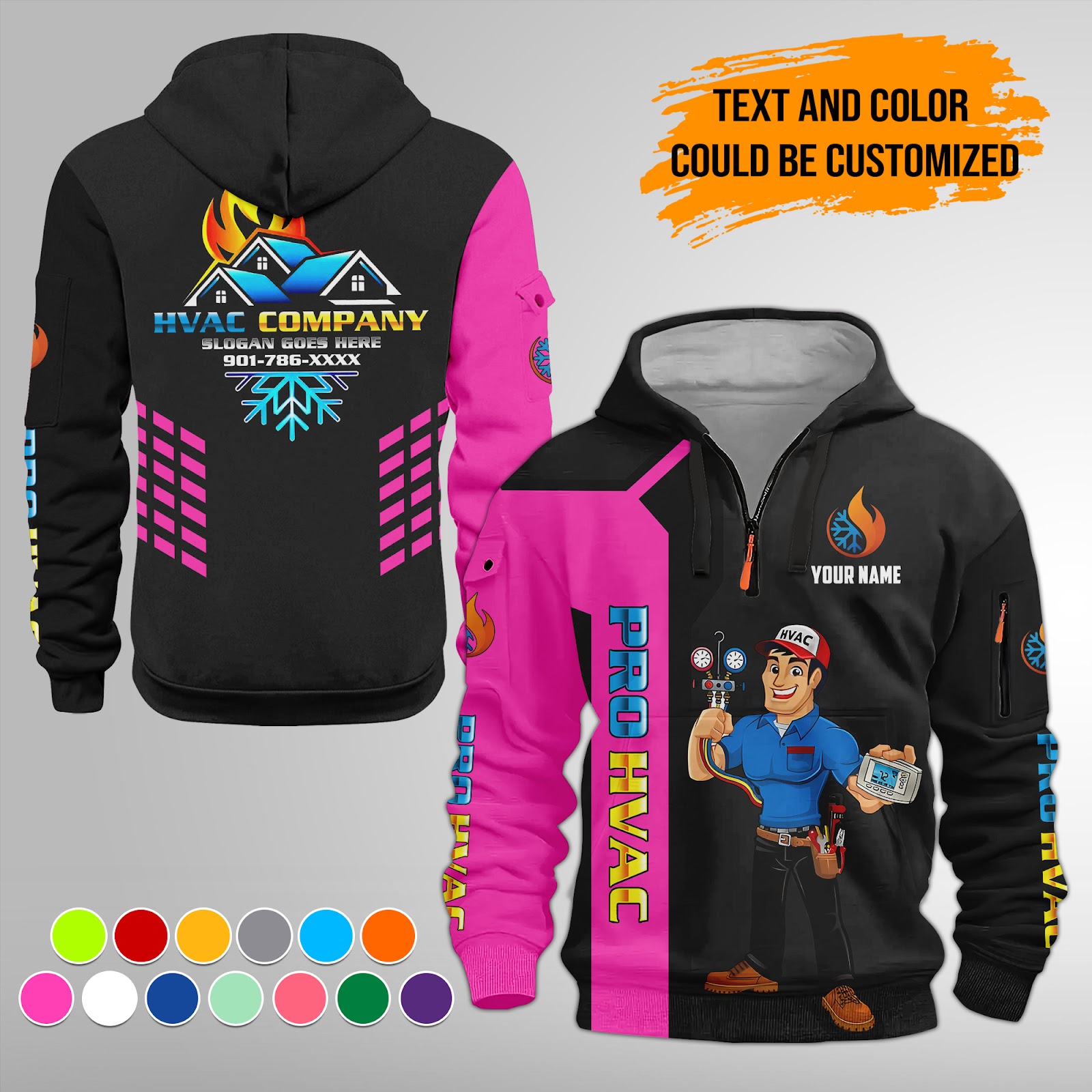 6014480-personalized-name-pro-hvac-quarter-zip-hoodie-am790-7.jpg Custom Pro HVAC Quarter Zip Hoodie - photo 7