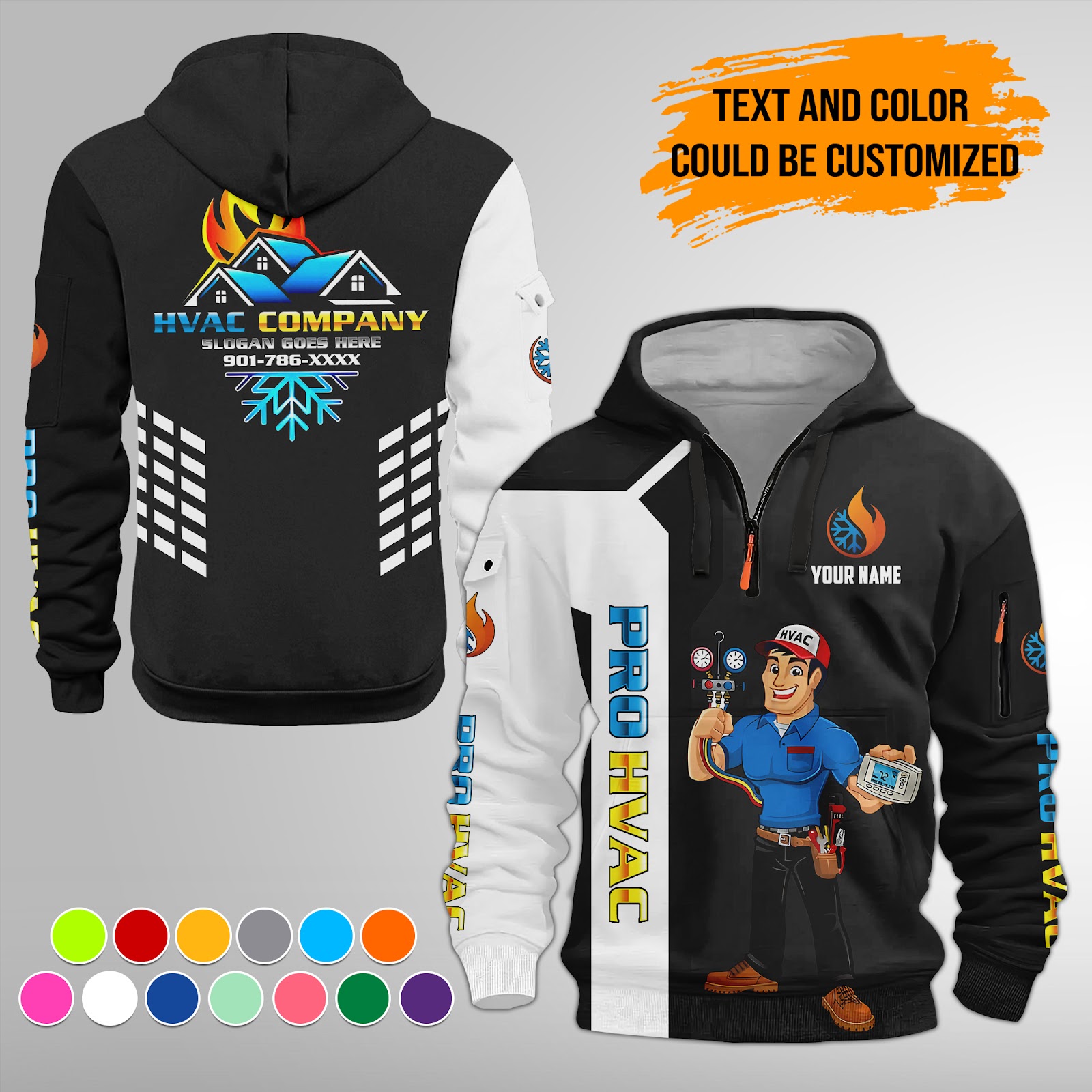 6014480-personalized-name-pro-hvac-quarter-zip-hoodie-am790-8.jpg Custom Pro HVAC Quarter Zip Hoodie - photo 8