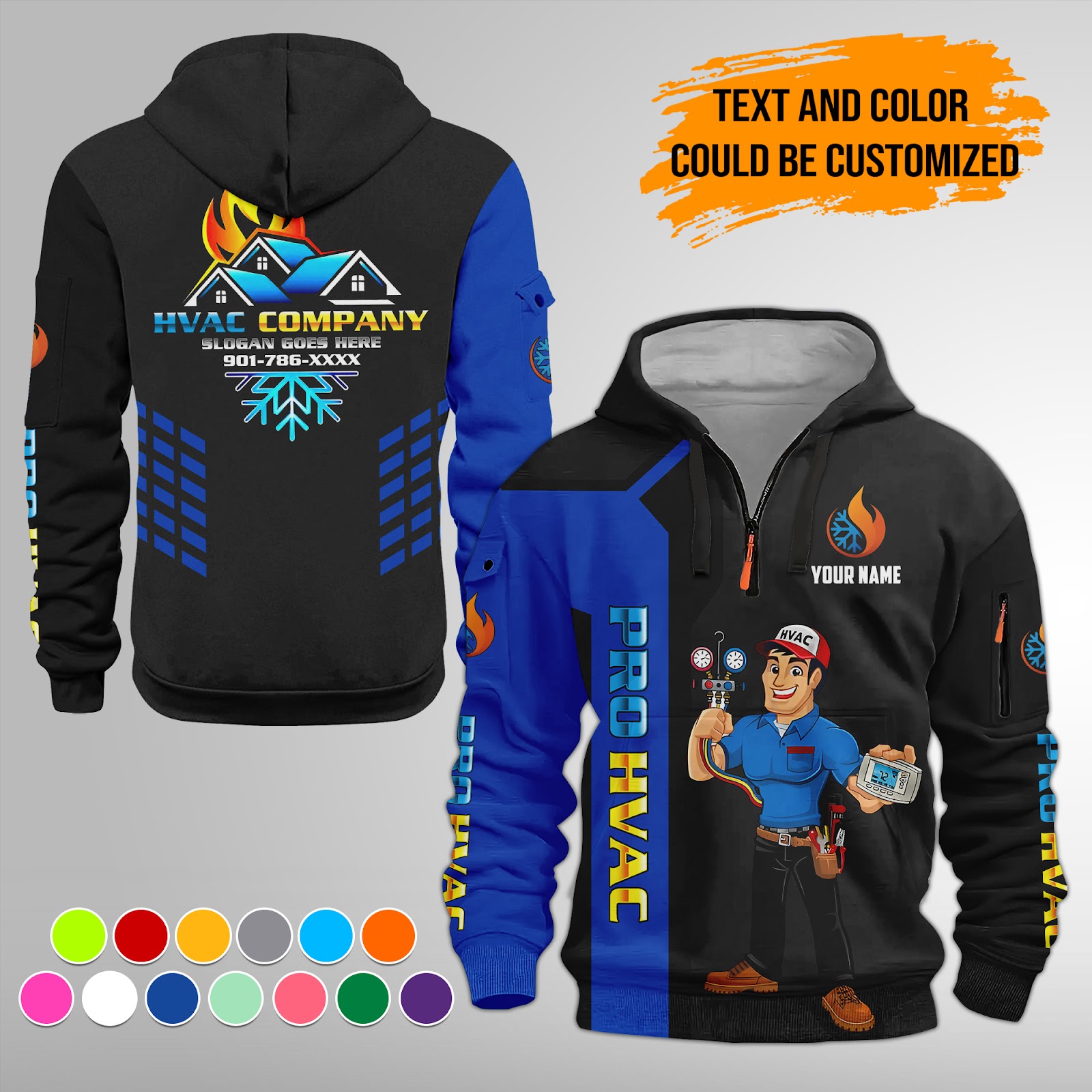 6014480-personalized-name-pro-hvac-quarter-zip-hoodie-am790-9.jpg Custom Pro HVAC Quarter Zip Hoodie - photo 9